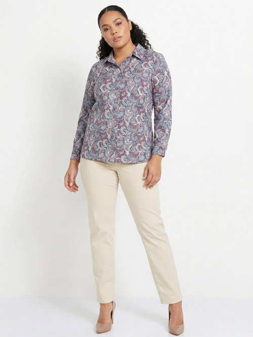 Chemisier long pressionné imprimé façon cachemire Femme Grande Taille Vert COLMERY SI1