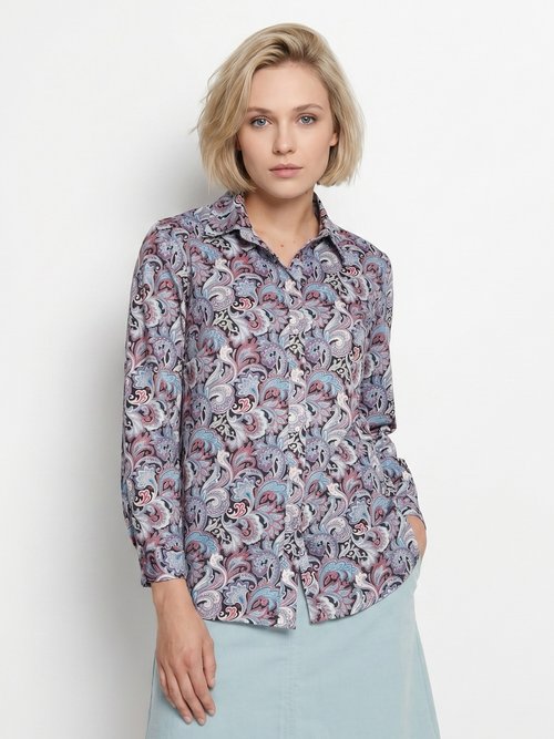 Chemisier long pressionné imprimé façon cachemire Femme Noir COLMERY FA1
