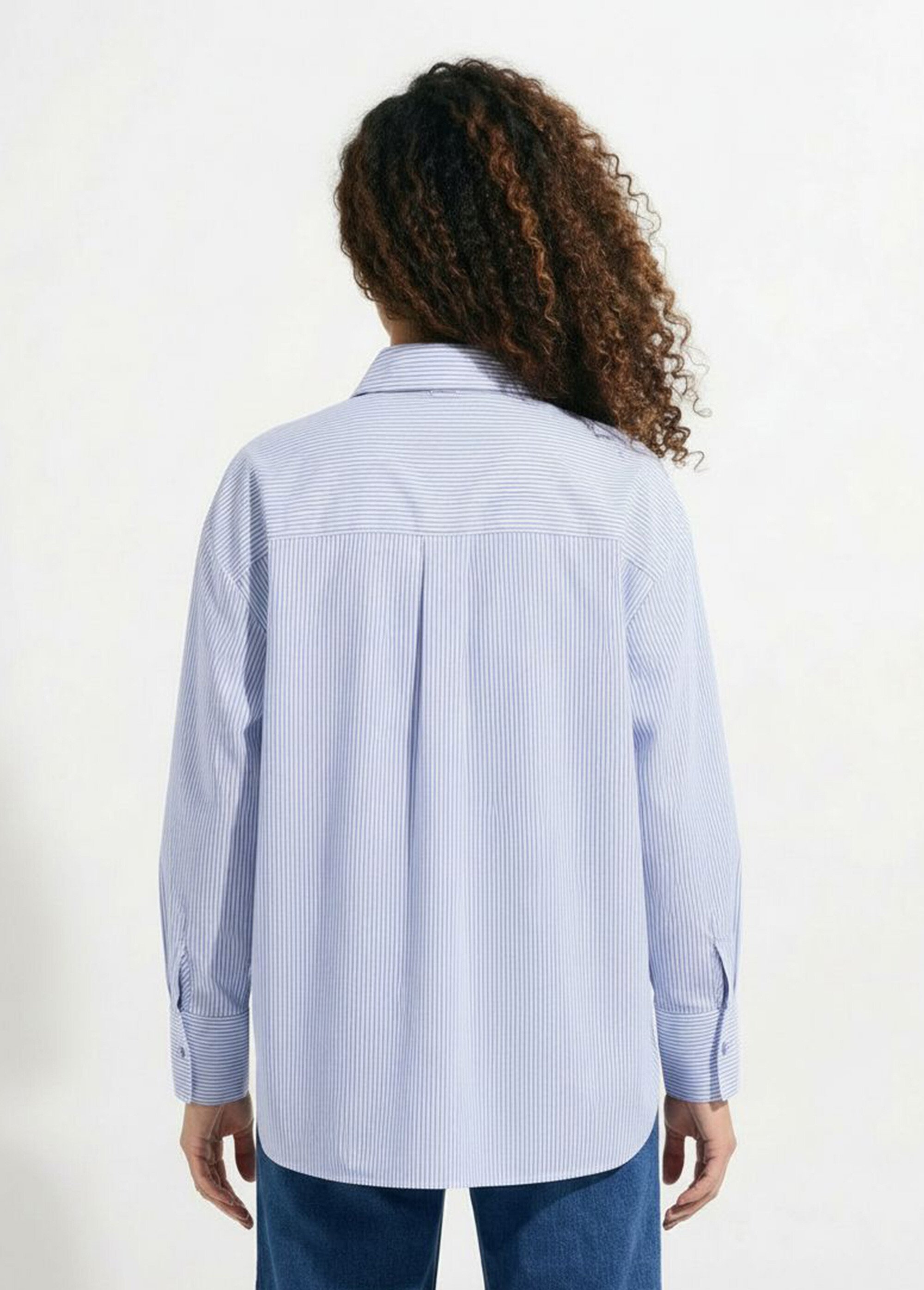 Chemisier rayé + 3 broches métal étoile Femme Bleu JS-CH5082 DO1