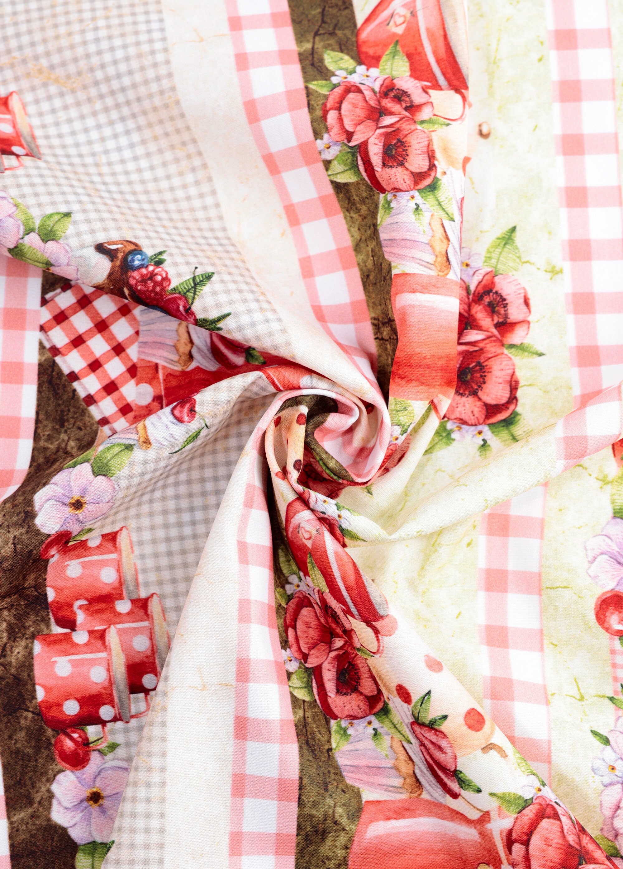 Coupon habillement, imprimé fantaisie VERT COT96829-1 FA1