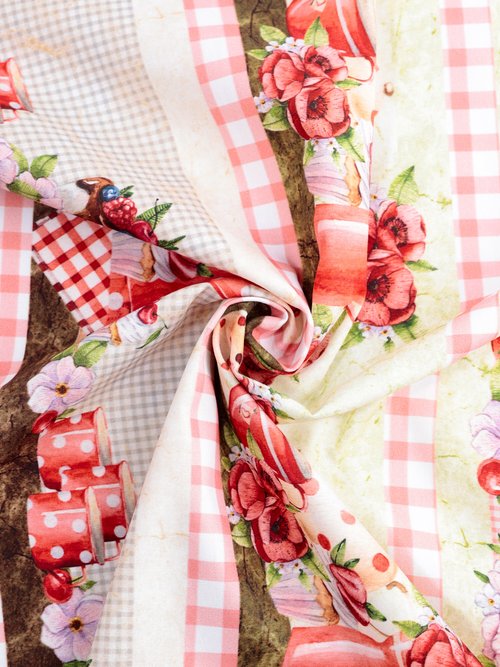 Coupon habillement, imprimé fantaisie VERT COT96829-1 FA1