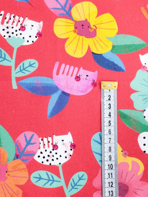 Coupon habillement, imprimé fantaisie ROSE COT96829-1 DE1