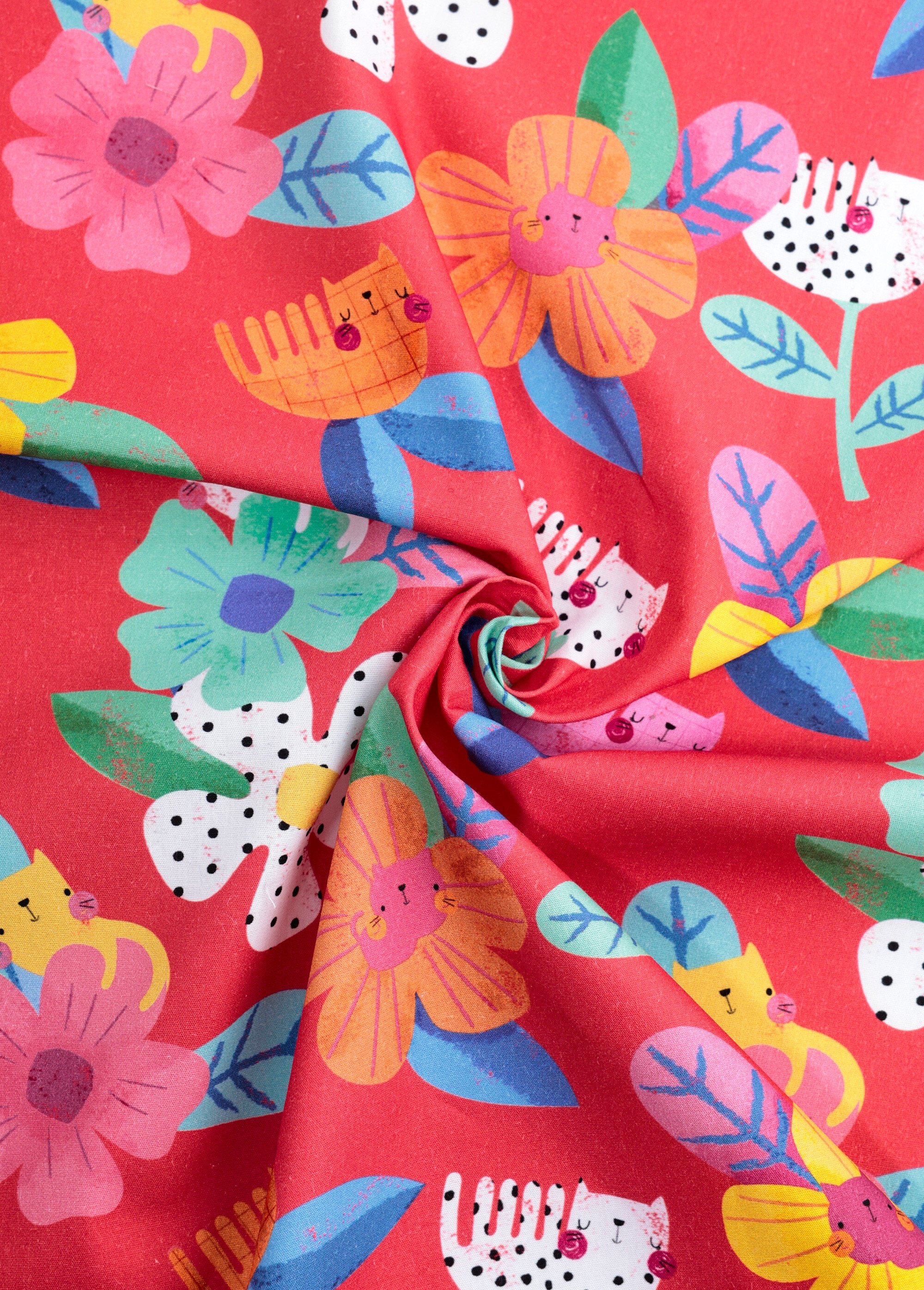 Coupon habillement, imprimé fantaisie ROSE COT96829-1 FA1