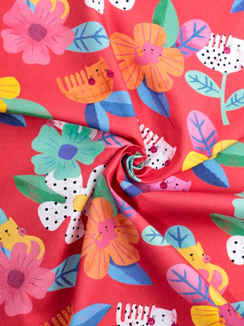 Coupon habillement, imprimé fantaisie ROSE COT96829-1 FA1