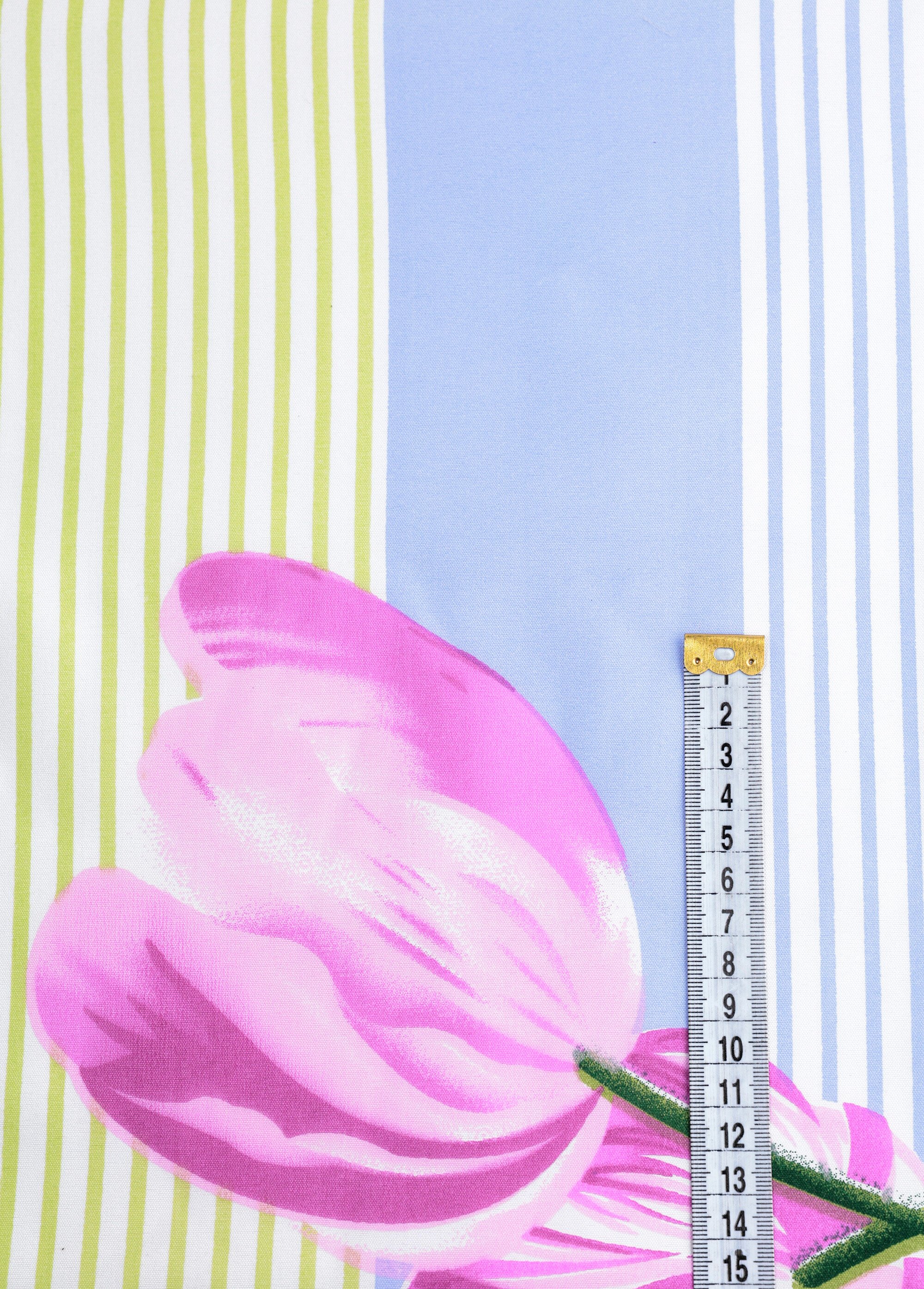 Coupon tissu ameublement, fleuri rayé VIOLET COT68212 DE1