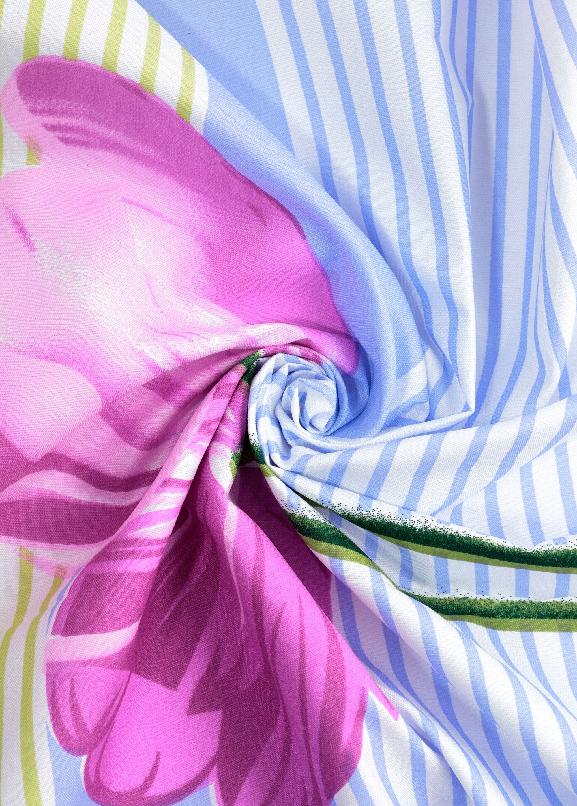 Coupon tissu ameublement, fleuri rayé