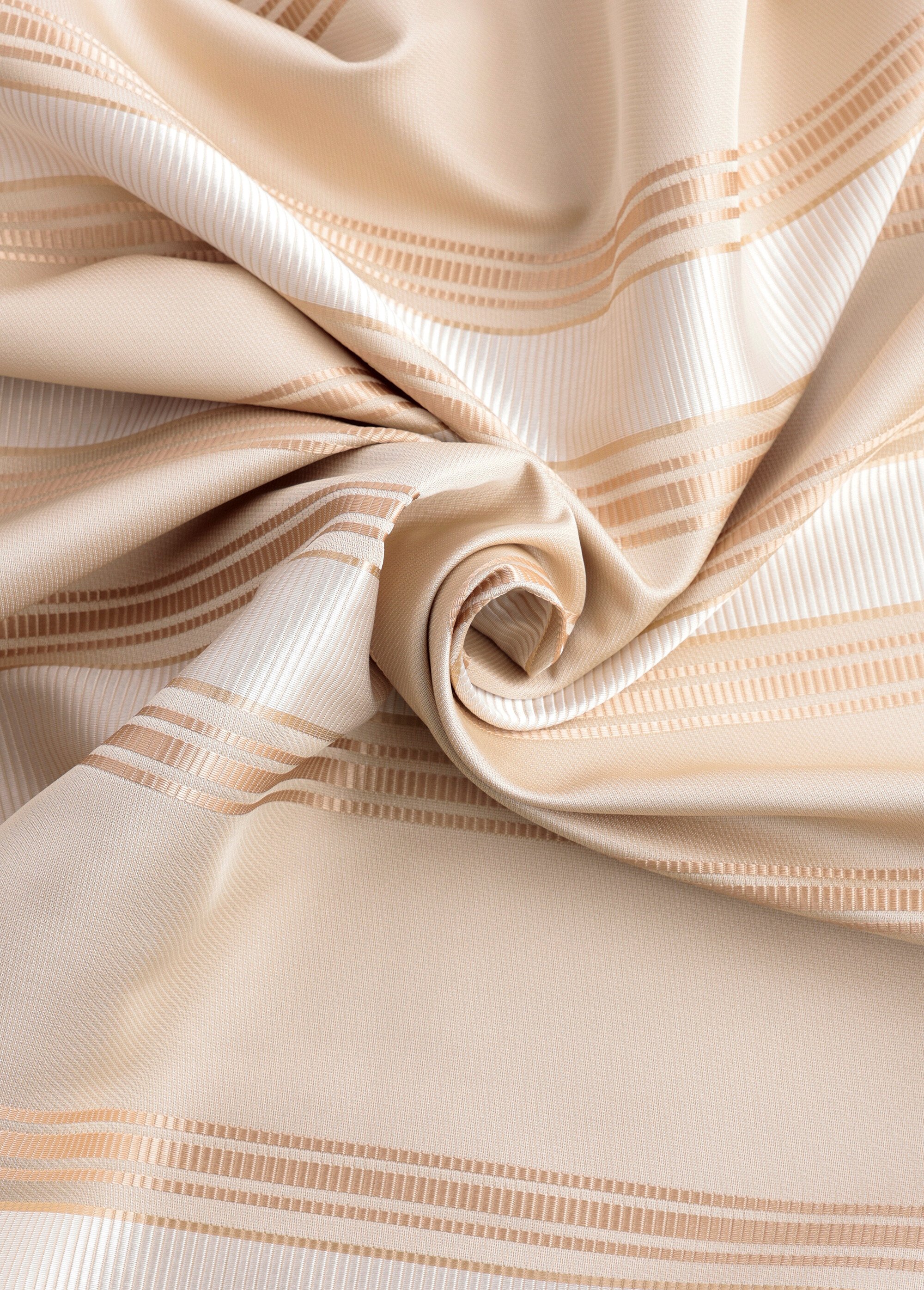 Coupon tissu ameublement, rayé camaïeu BEIGE COT148564 FA1