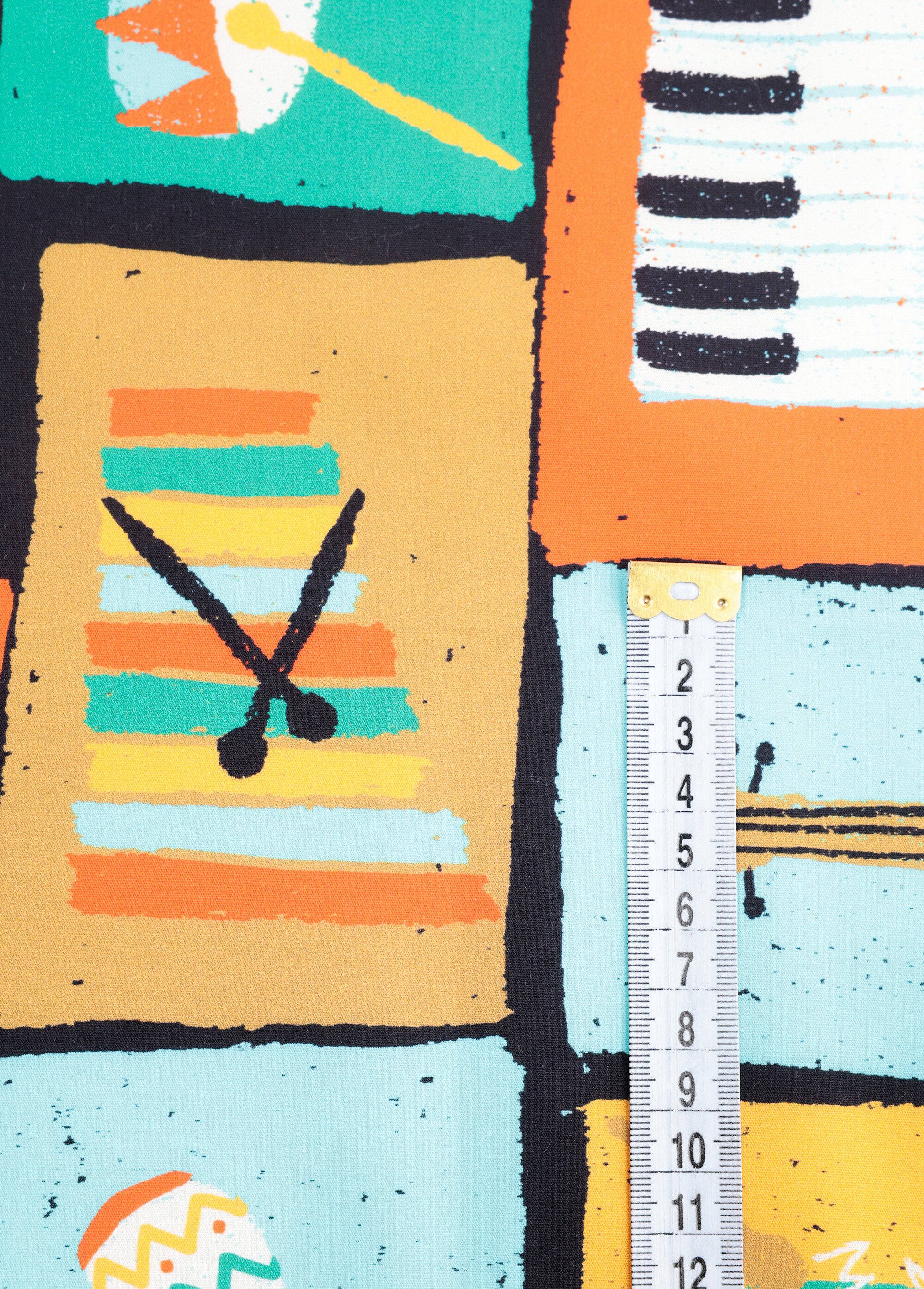 Coupon tissu habillement motif fantaisie ORANGE COT96829 DE1