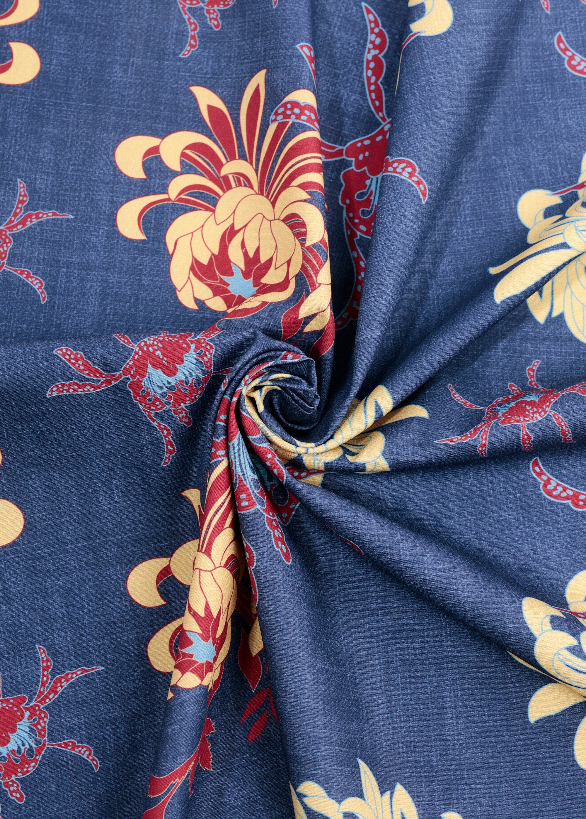 Coupon tissu habillement motif fantaisie BLEU COT96829 FA1