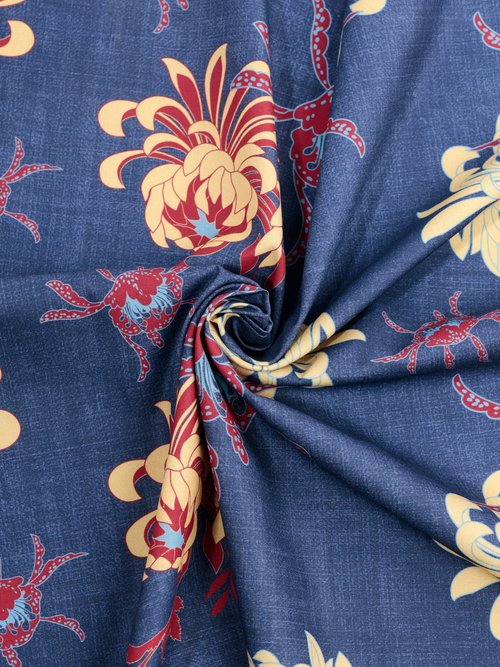 Coupon tissu habillement motif fantaisie BLEU COT96829 FA1