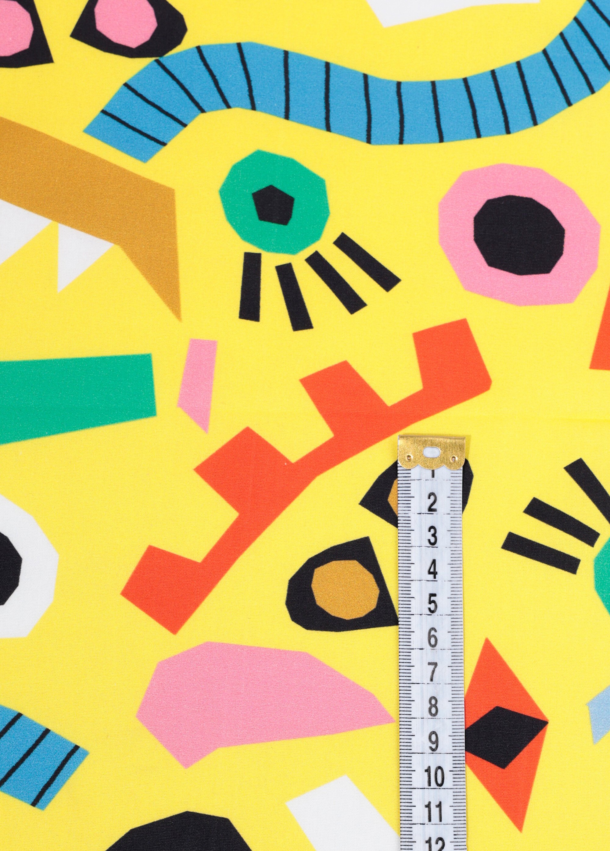 Coupon tissu habillement motif fantaisie JAUNE COT96829 DE1