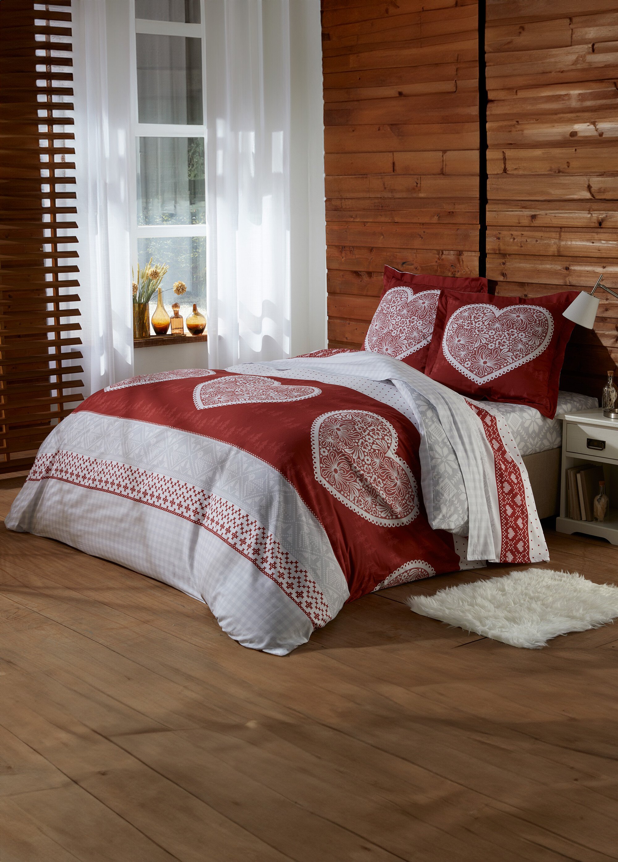 Drap plat imprimé esprit chalet