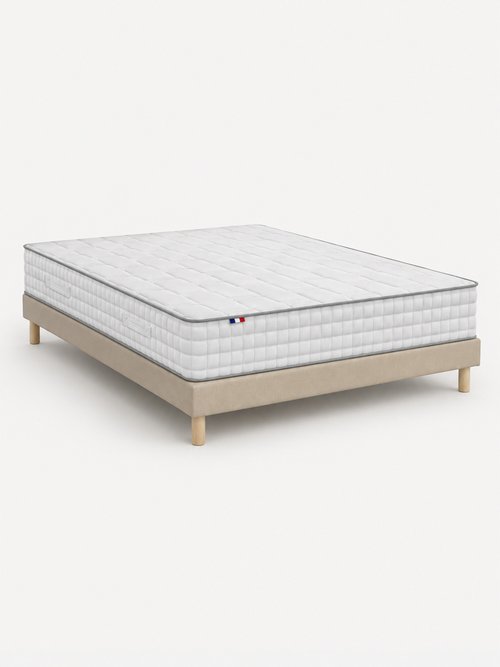 Ensemble Matelas ressorts + Sommier tapissier BEIGE AFIPACK-RENON FA1