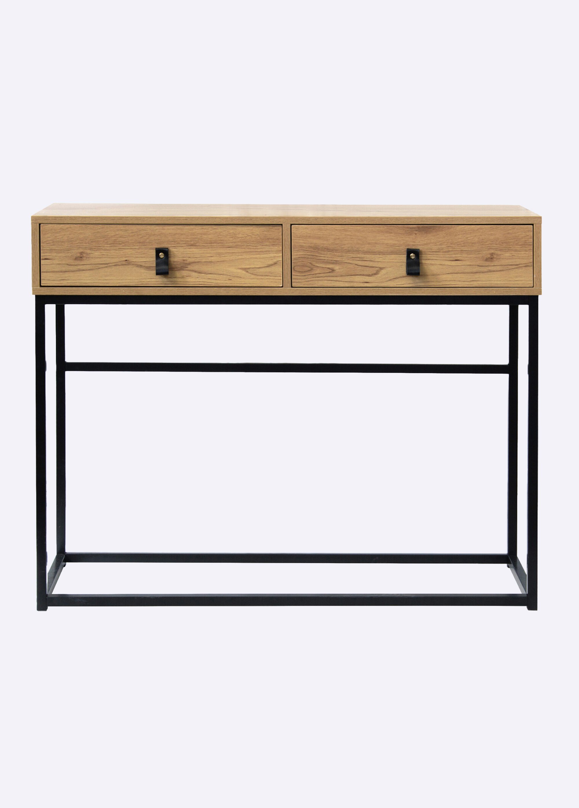 JILL Console métal 2 tiroirs effet chêne BOIS CLAIR CAL-11625133 DE1