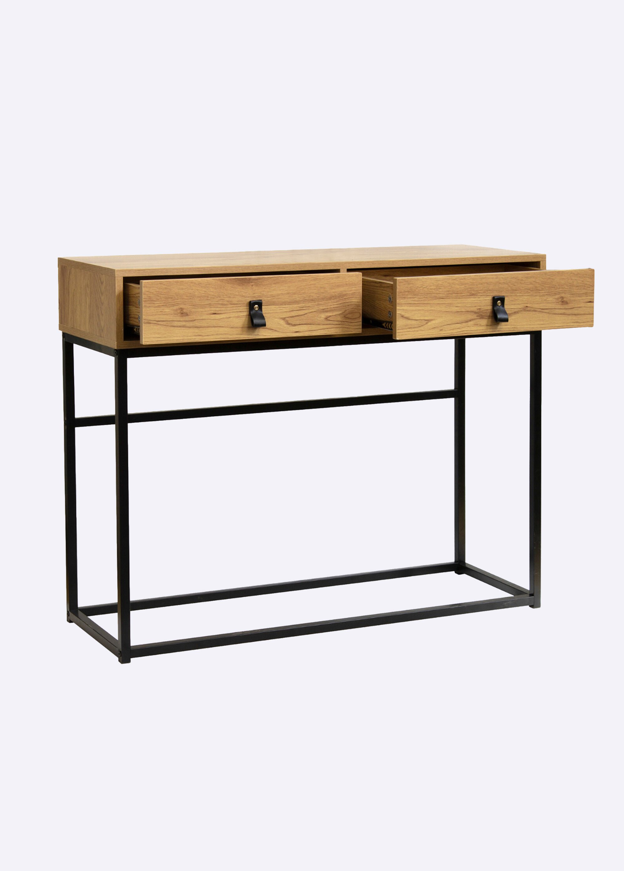 JILL Console métal 2 tiroirs effet chêne