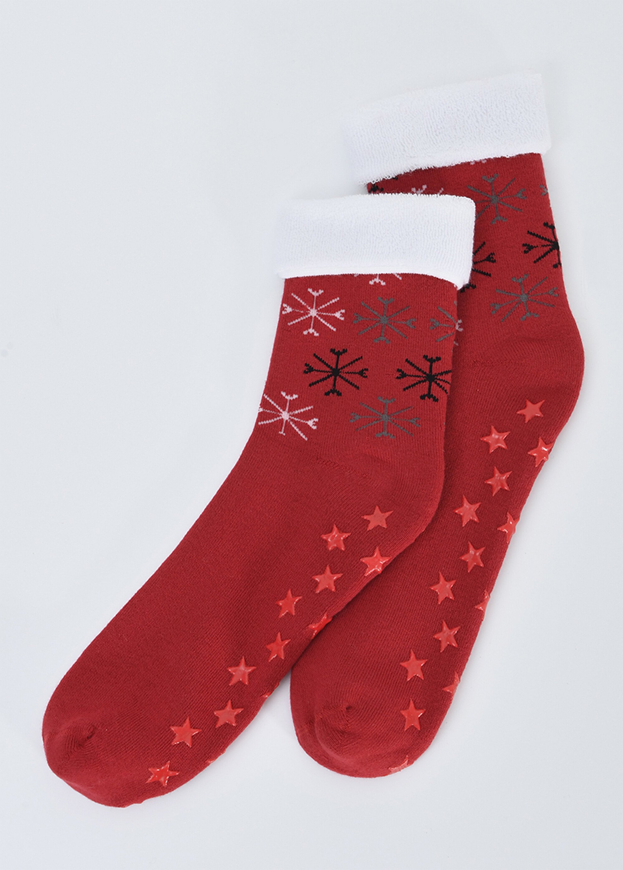 Chaussettes chaussons antidérapantes, flocon