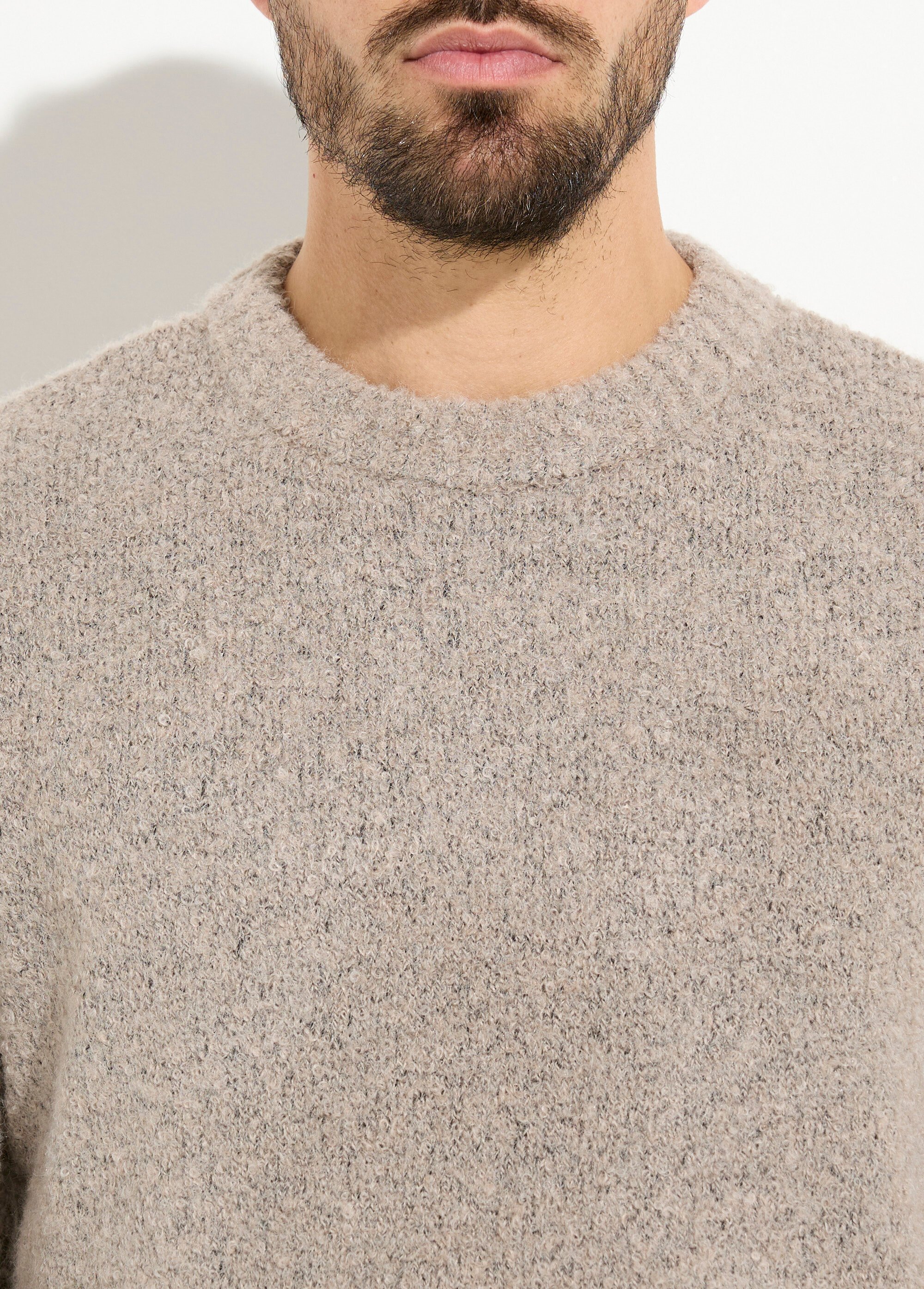 Pull col rond chaud avec de la laine Homme Marron FRIDZ688680 DE1