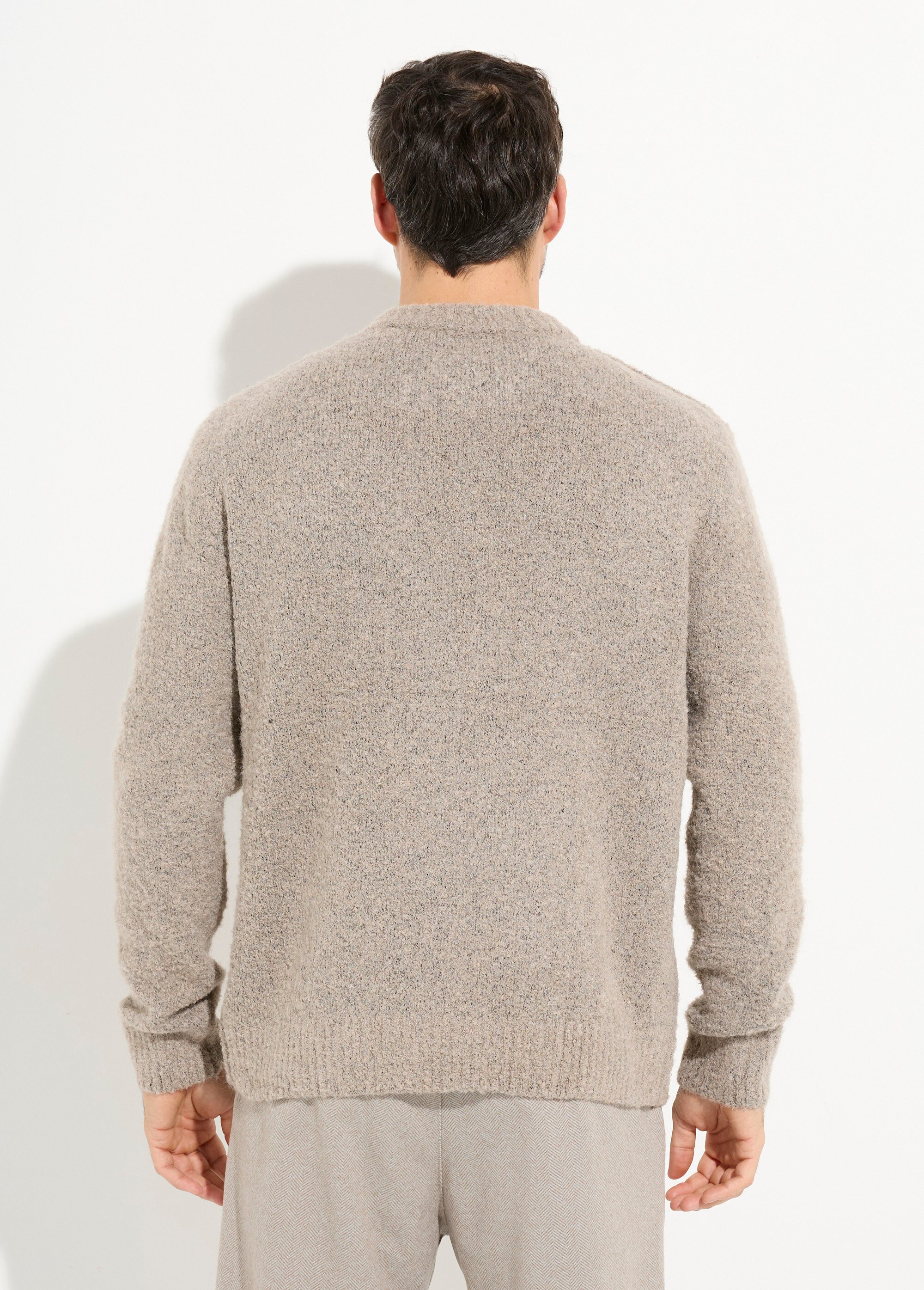 Pull col rond chaud avec de la laine Homme Marron FRIDZ688680 DO1