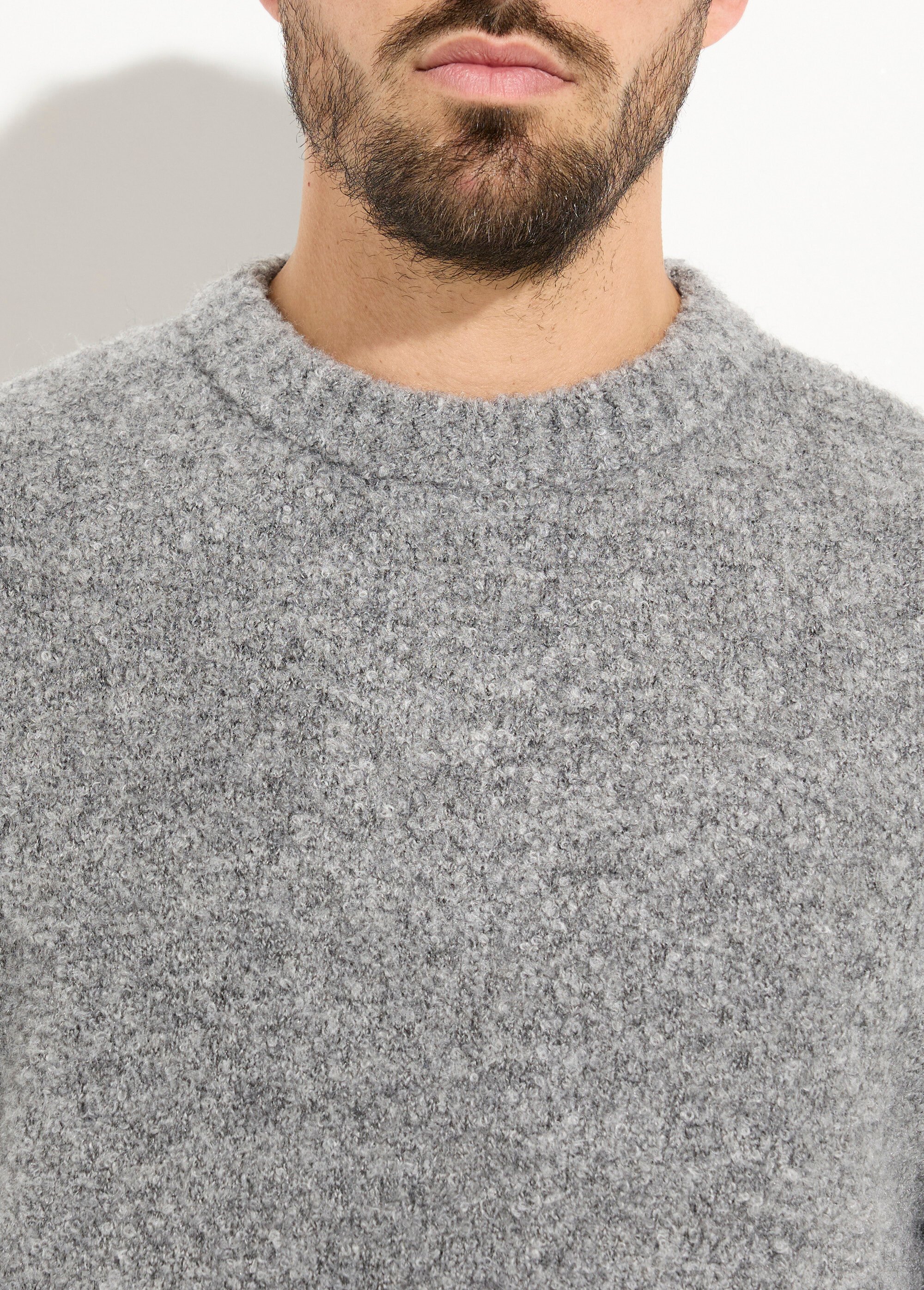 Pull col rond chaud avec de la laine Homme Gris FRIDZ688680 DE1