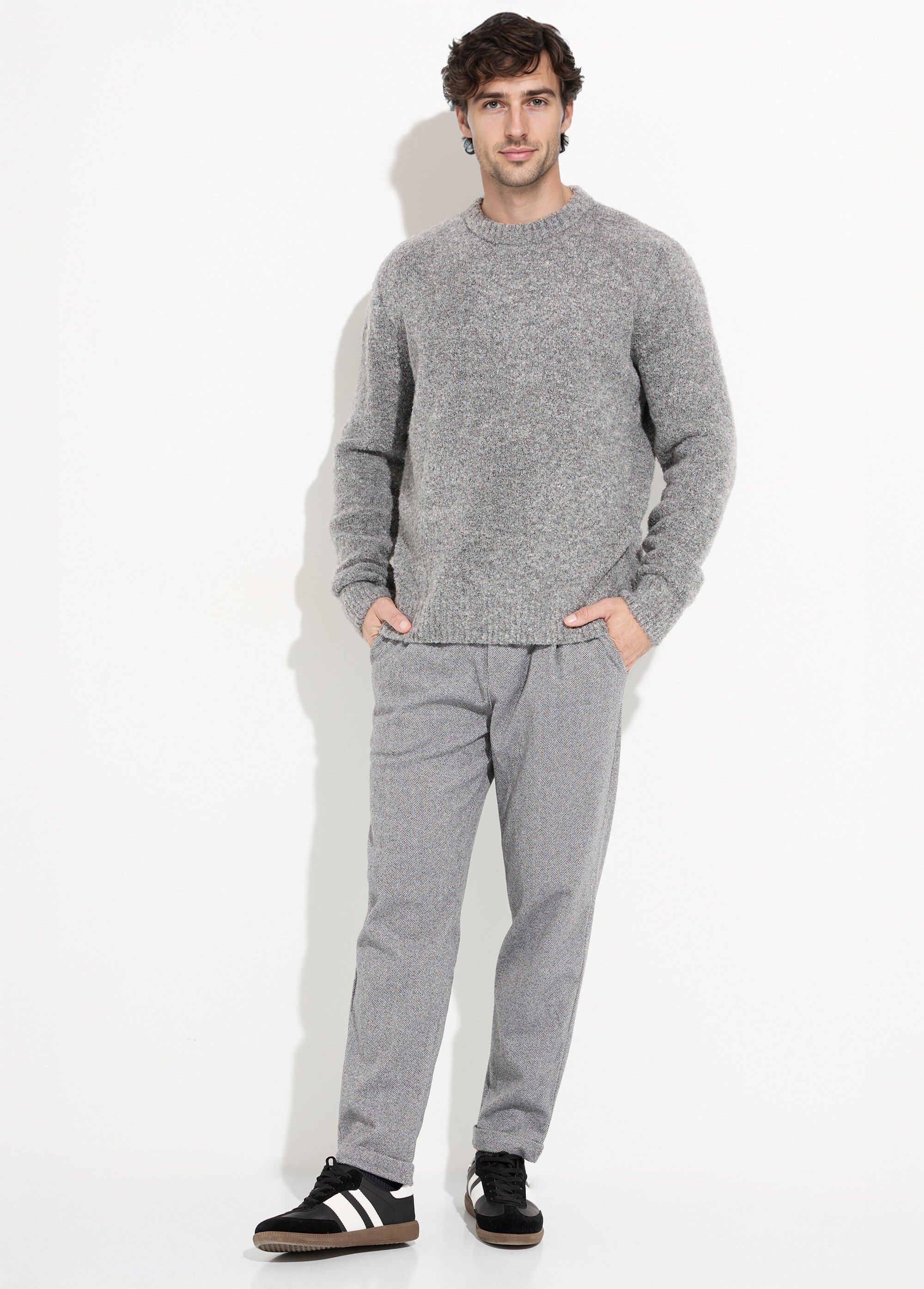 Pull col rond chaud avec de la laine Homme Gris FRIDZ688680 SF1