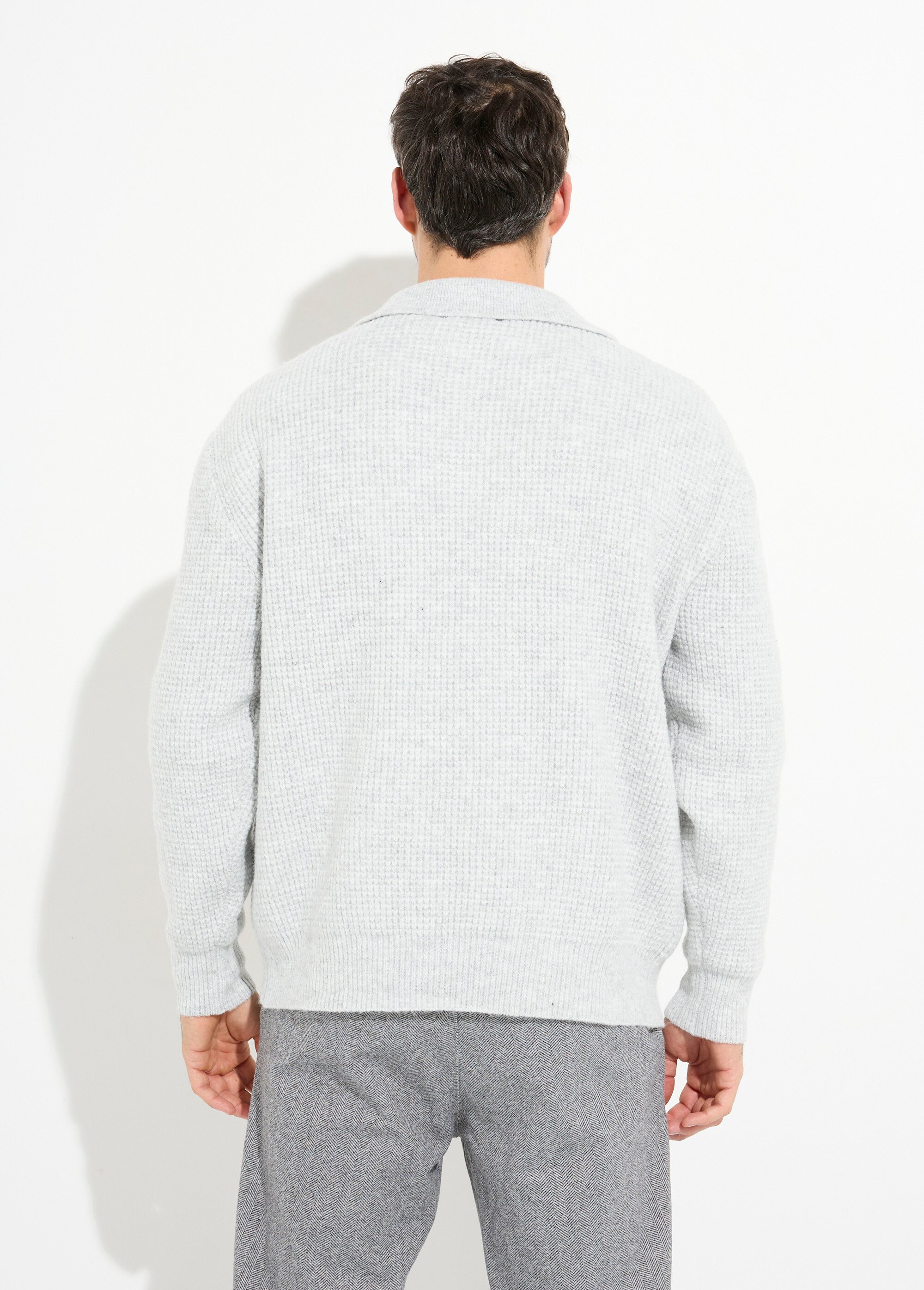 Pull col zippé chaud avec laine Homme Gris FRICFD2004 DO1