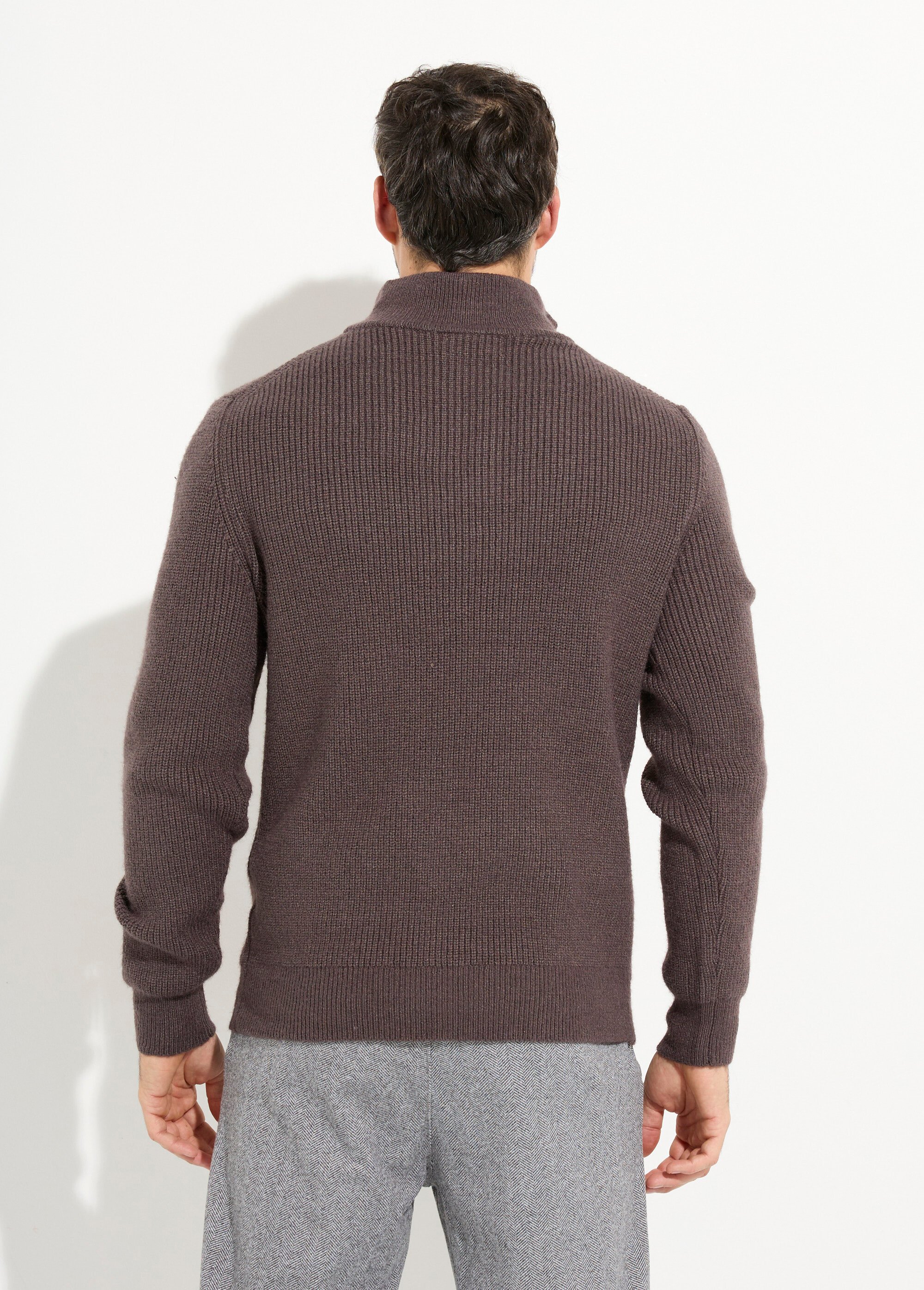 Pull épais avec col zippé camionneur Homme Marron FRICFZ0236A DO1