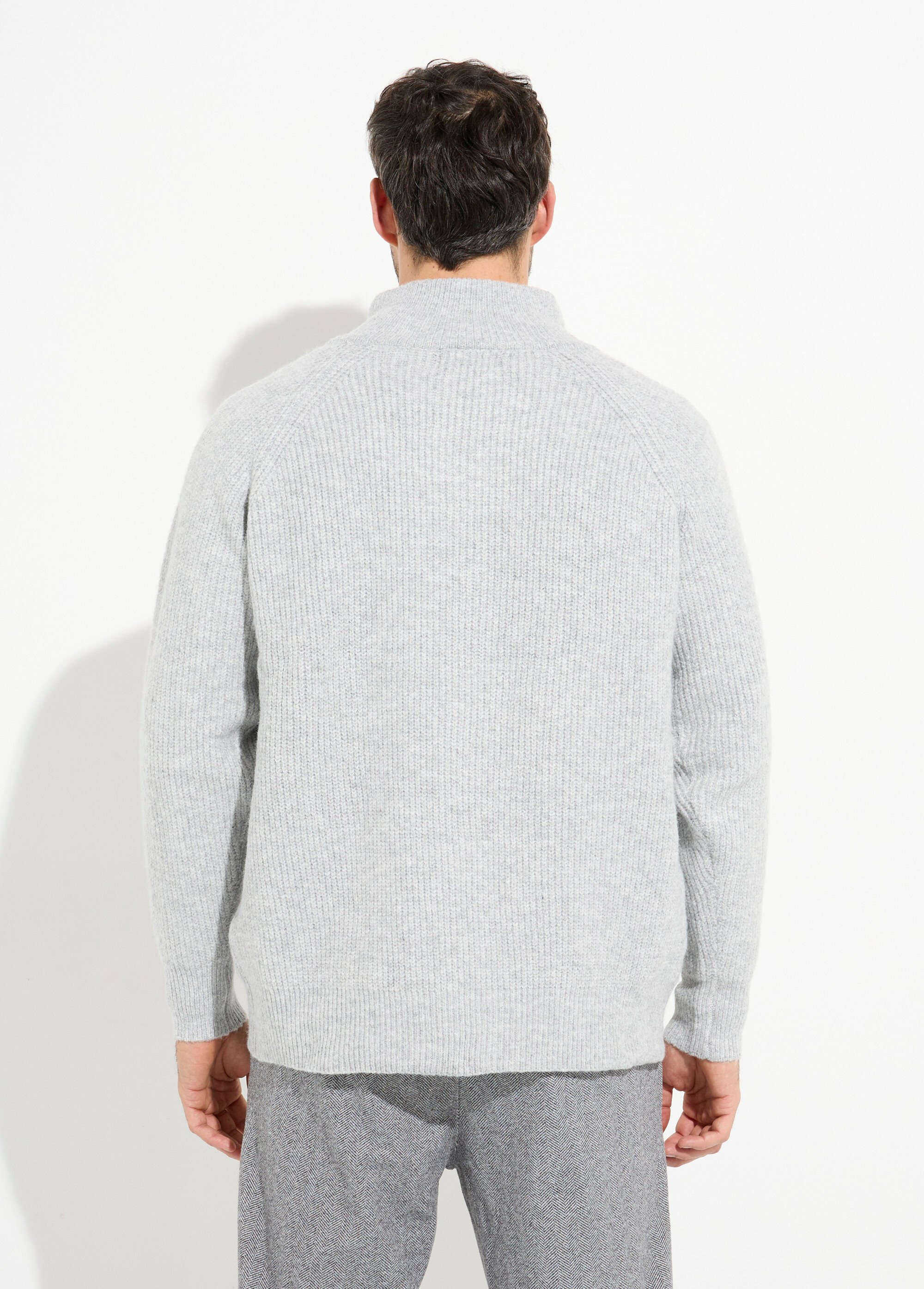 Pull zippé chaud avec laine, col montant Homme Gris FRICF6511 DO1