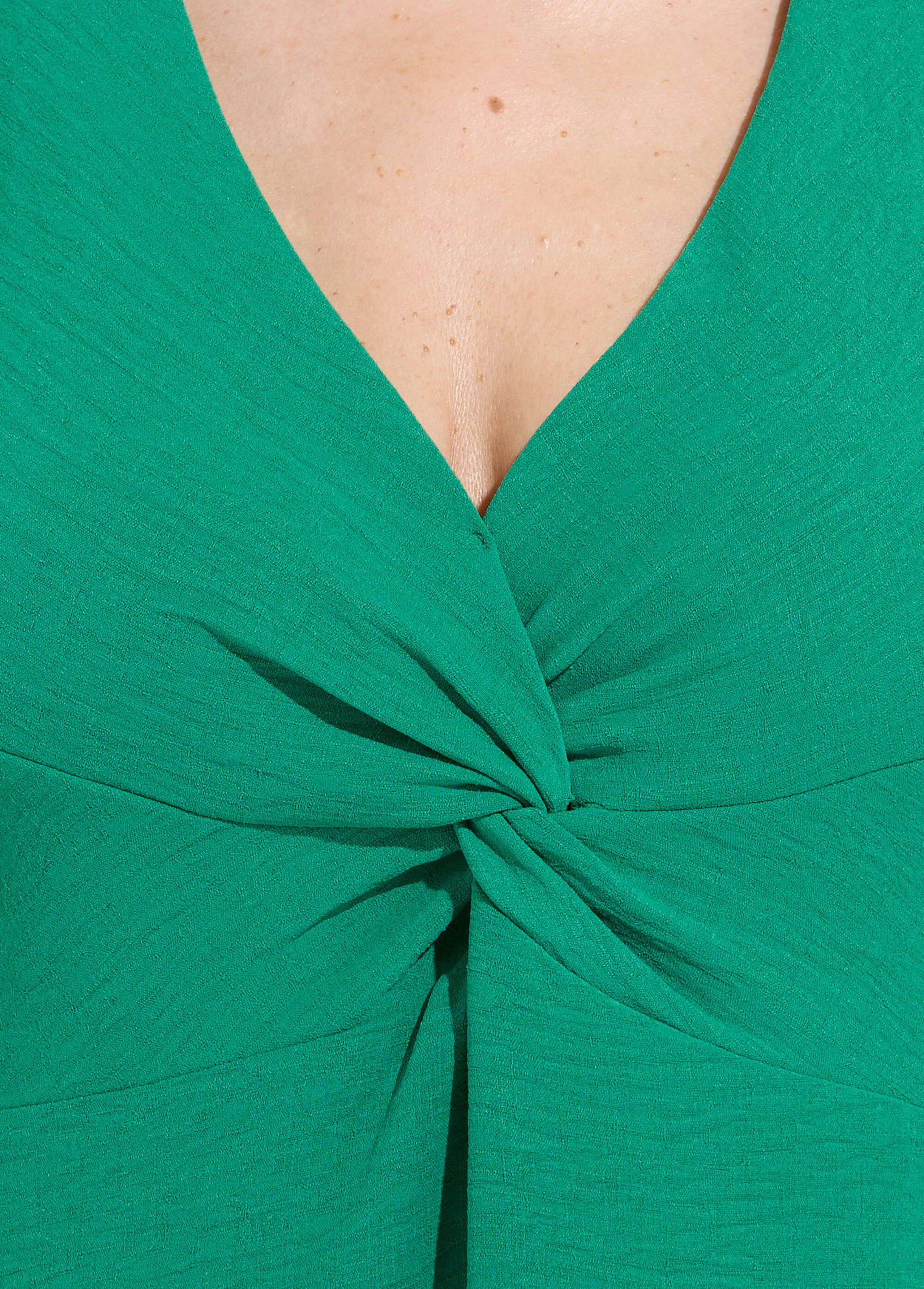Robe unie courte col V effet drapé Femme Vert ERMINE DE1