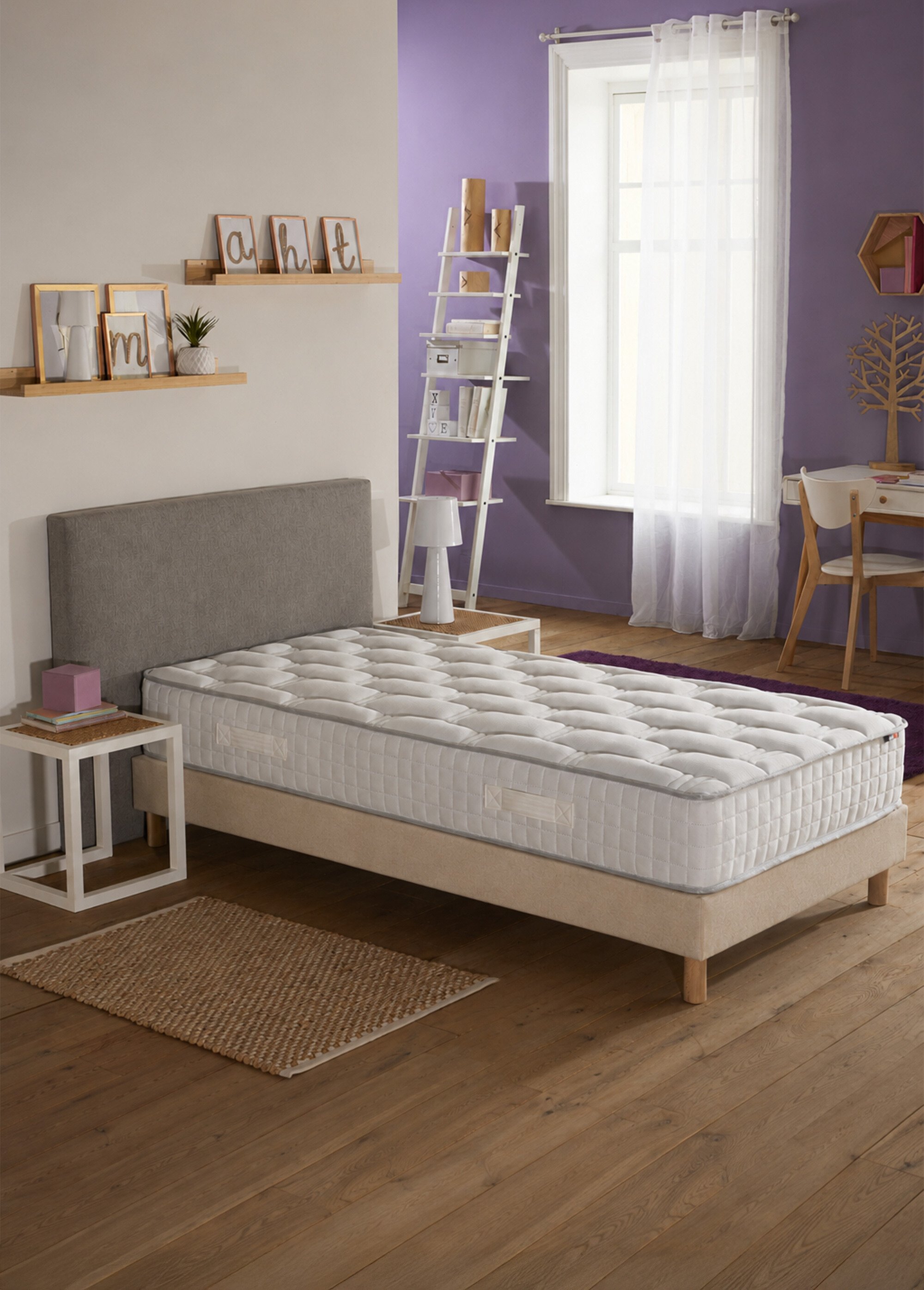 Set Matelas ferme ressorts + Sommier tapissier BEIGE AFIPACK-RENON SI1