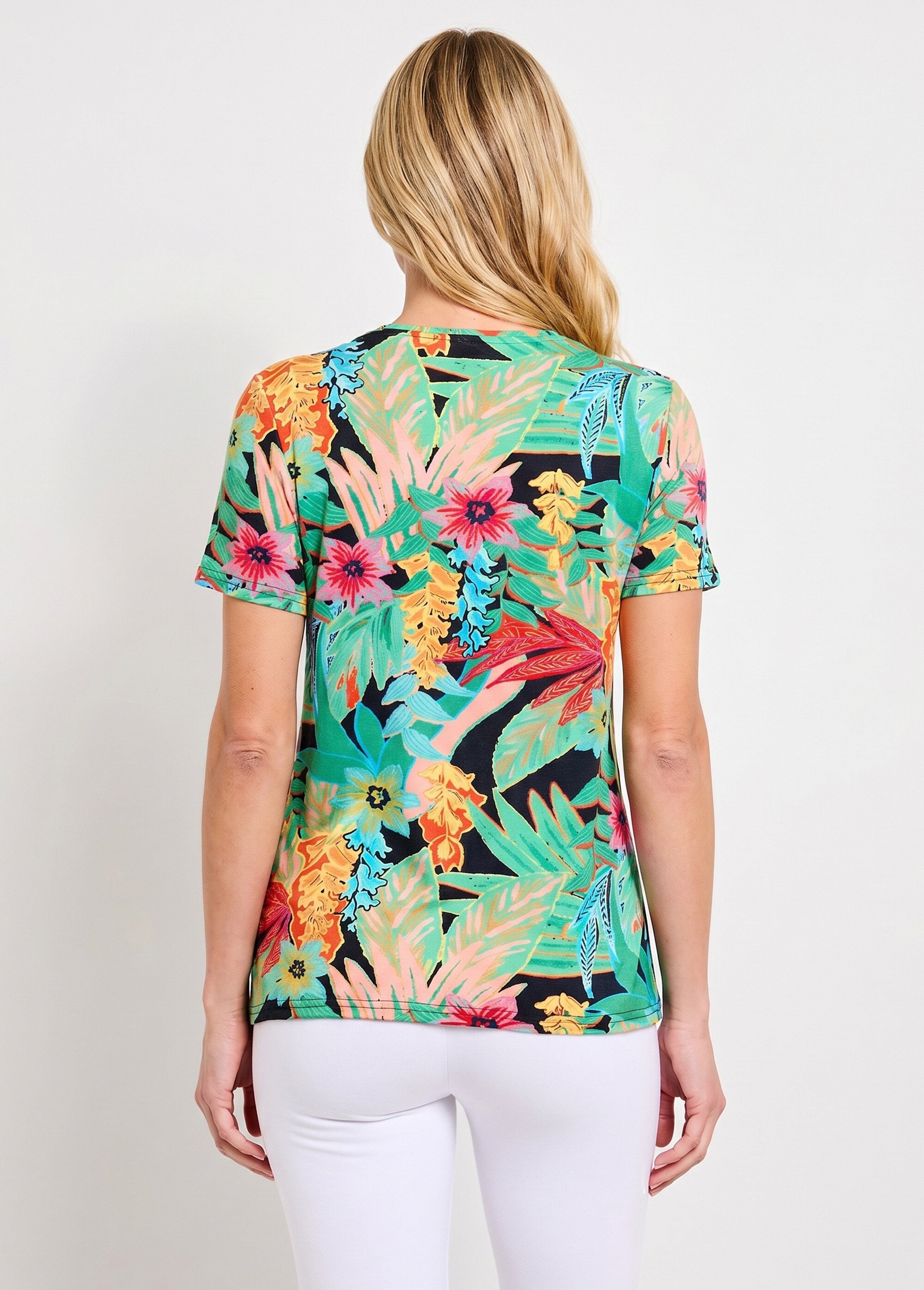 T-shirt imprimé exotique manches courtes Femme Noir COSTA DO1