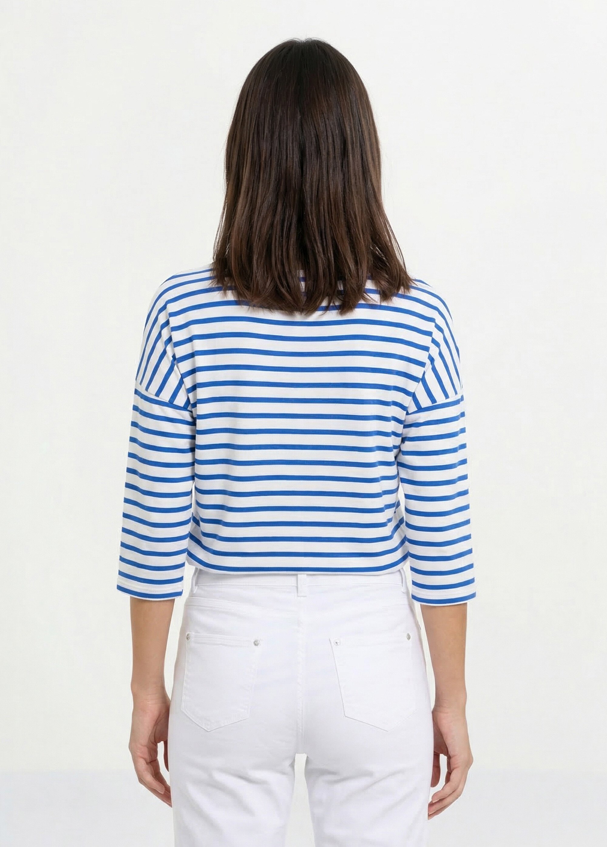 T-shirt marinière rayé court manches longues Femme Blanc CELIAN DO1