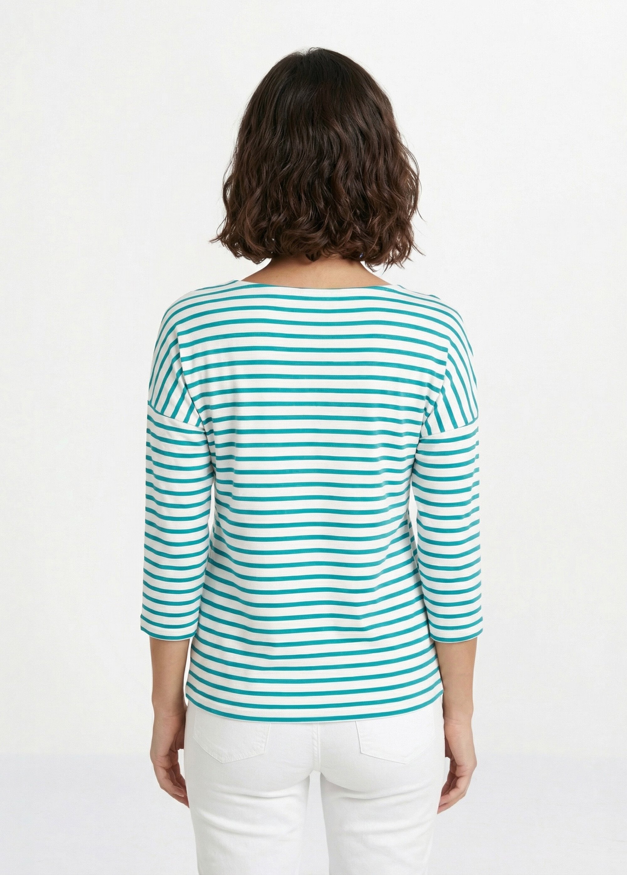 T-shirt marinière rayé court manches longues Femme Vert CELIAN DO1