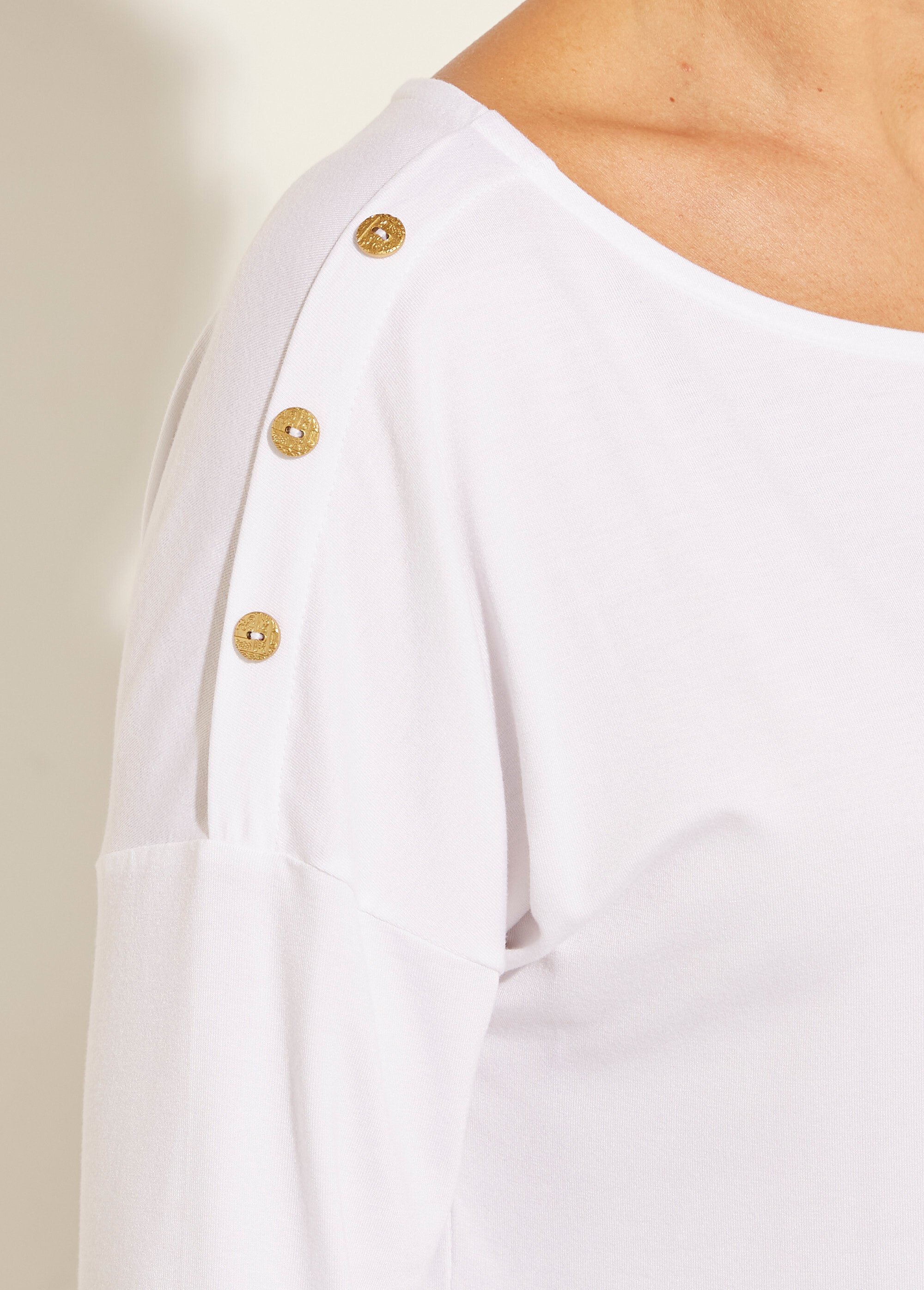 T-shirt marinière rayé court manches longues Femme Blanc CELIAN DE1