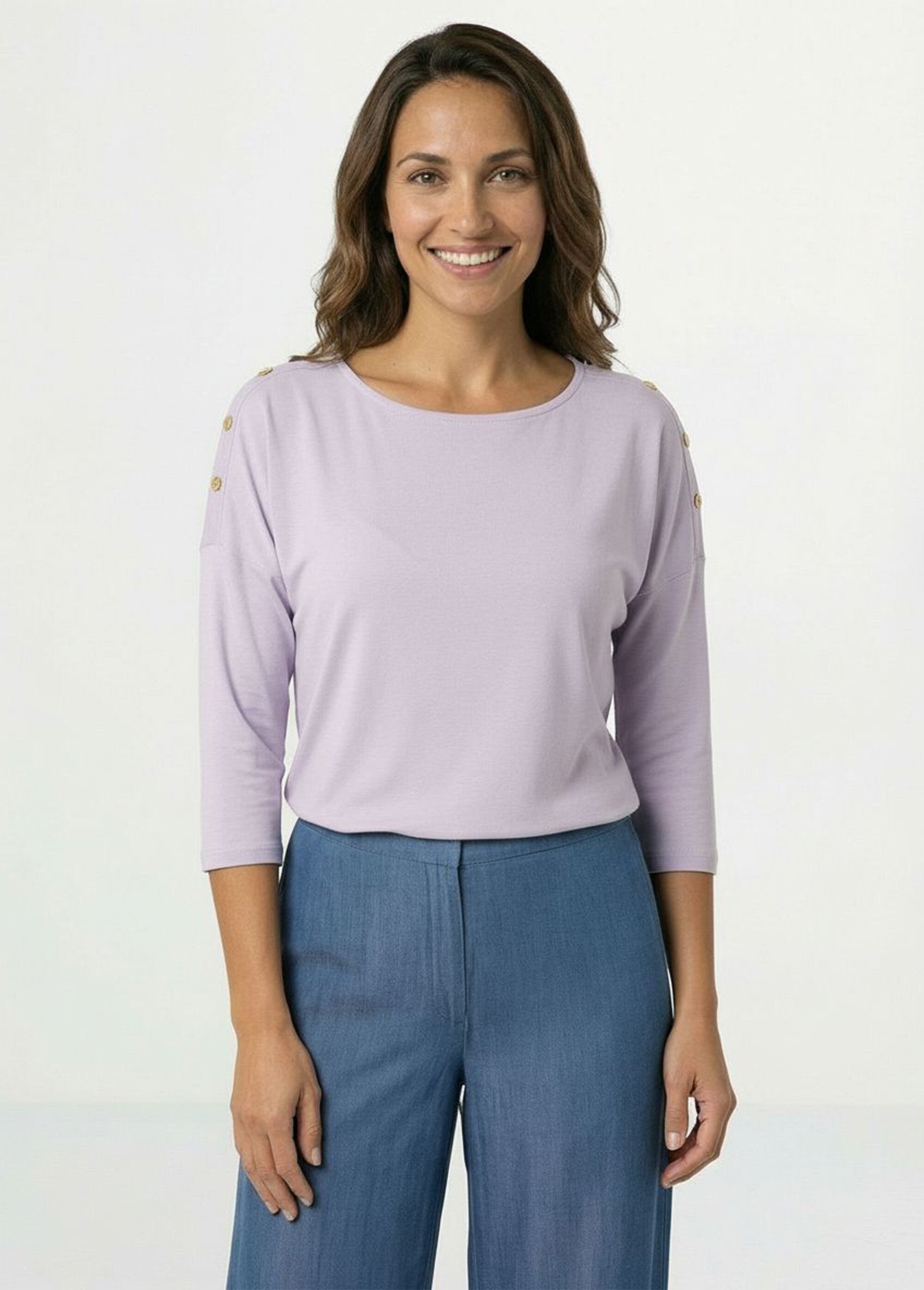 T-shirt marinière rayé court manches longues Femme UNI VIOLET CELIAN FA1