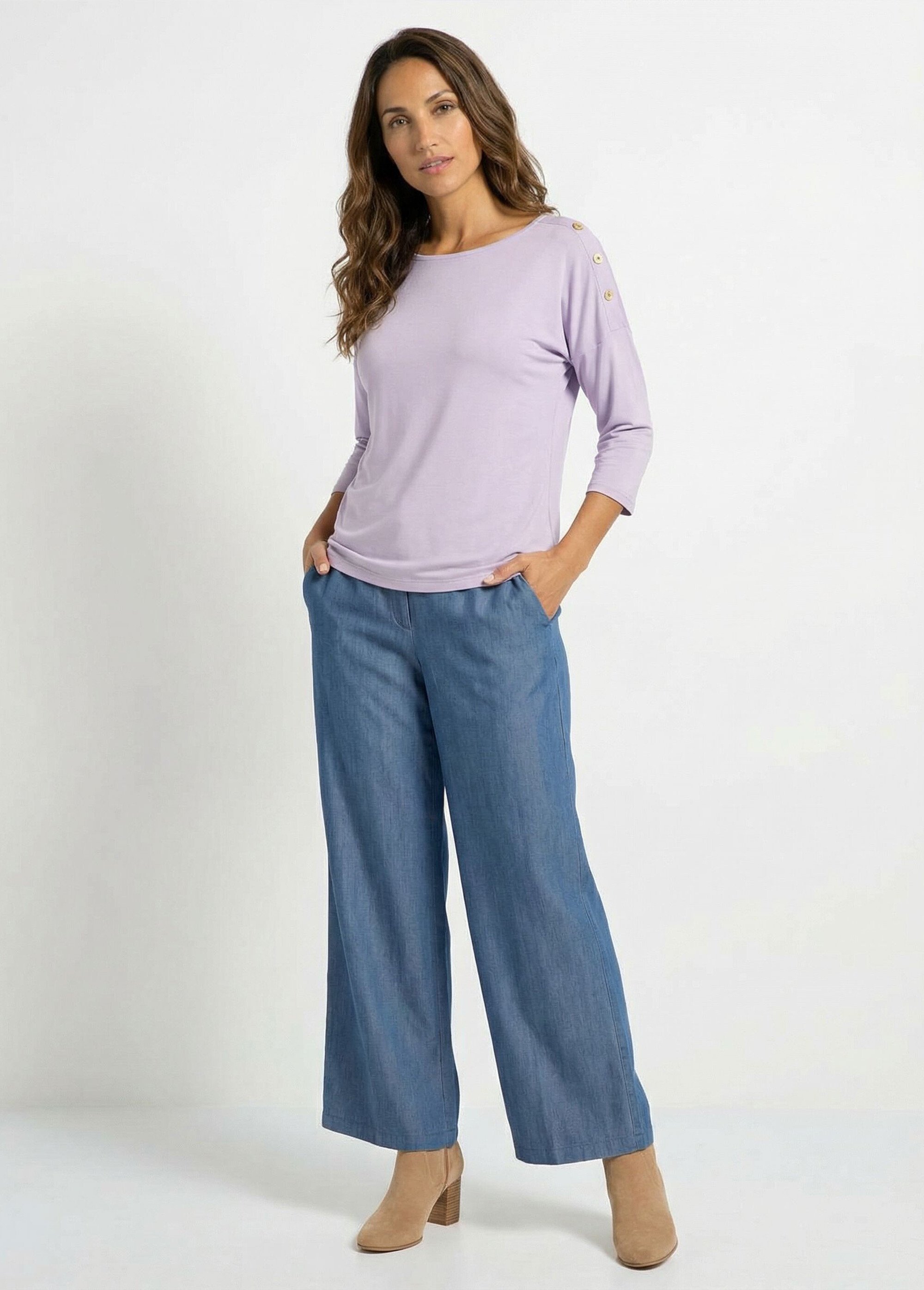 T-shirt marinière rayé court manches longues Femme UNI VIOLET CELIAN SI1