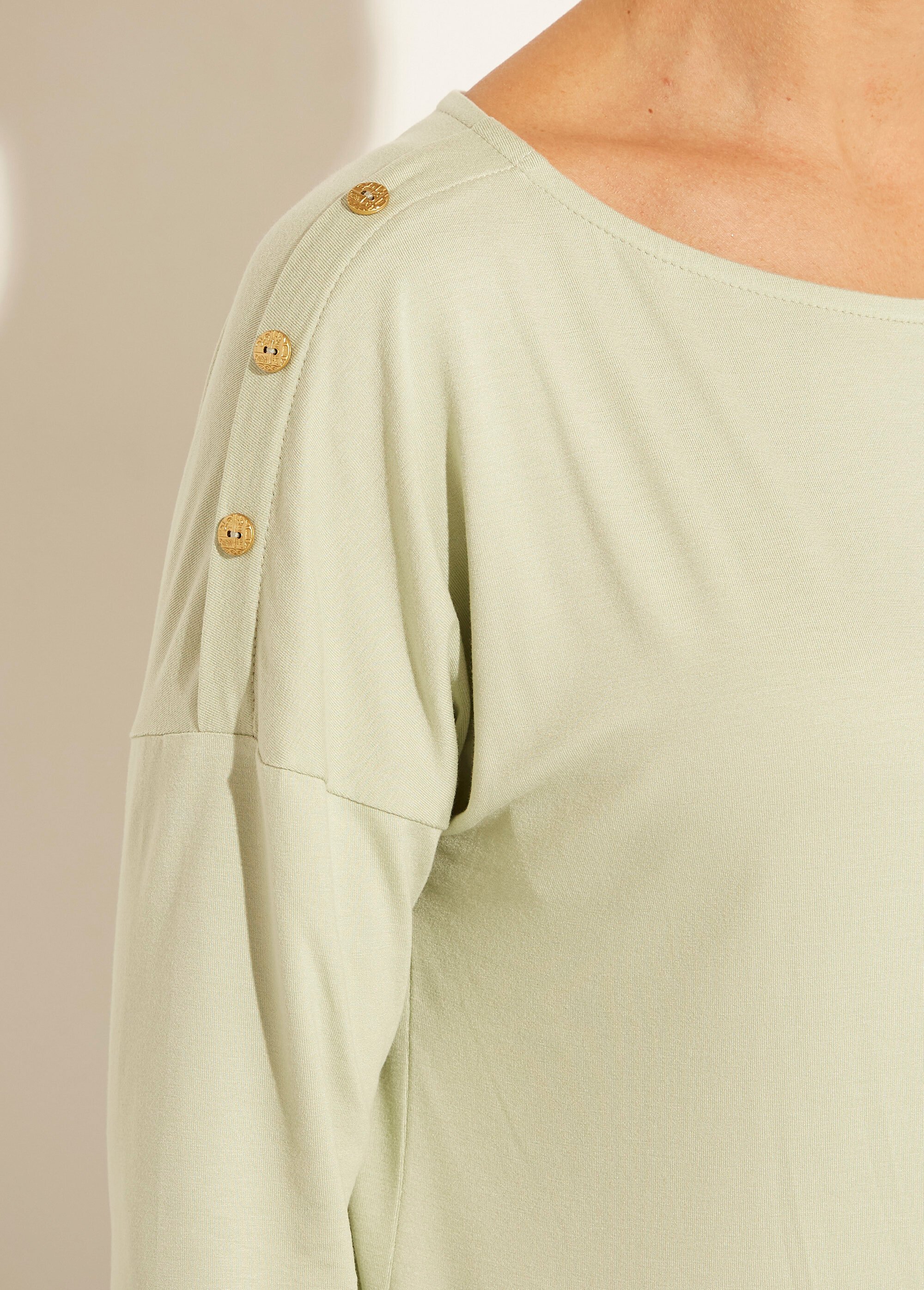 T-shirt marinière rayé court manches longues Femme Vert CELIAN DE1