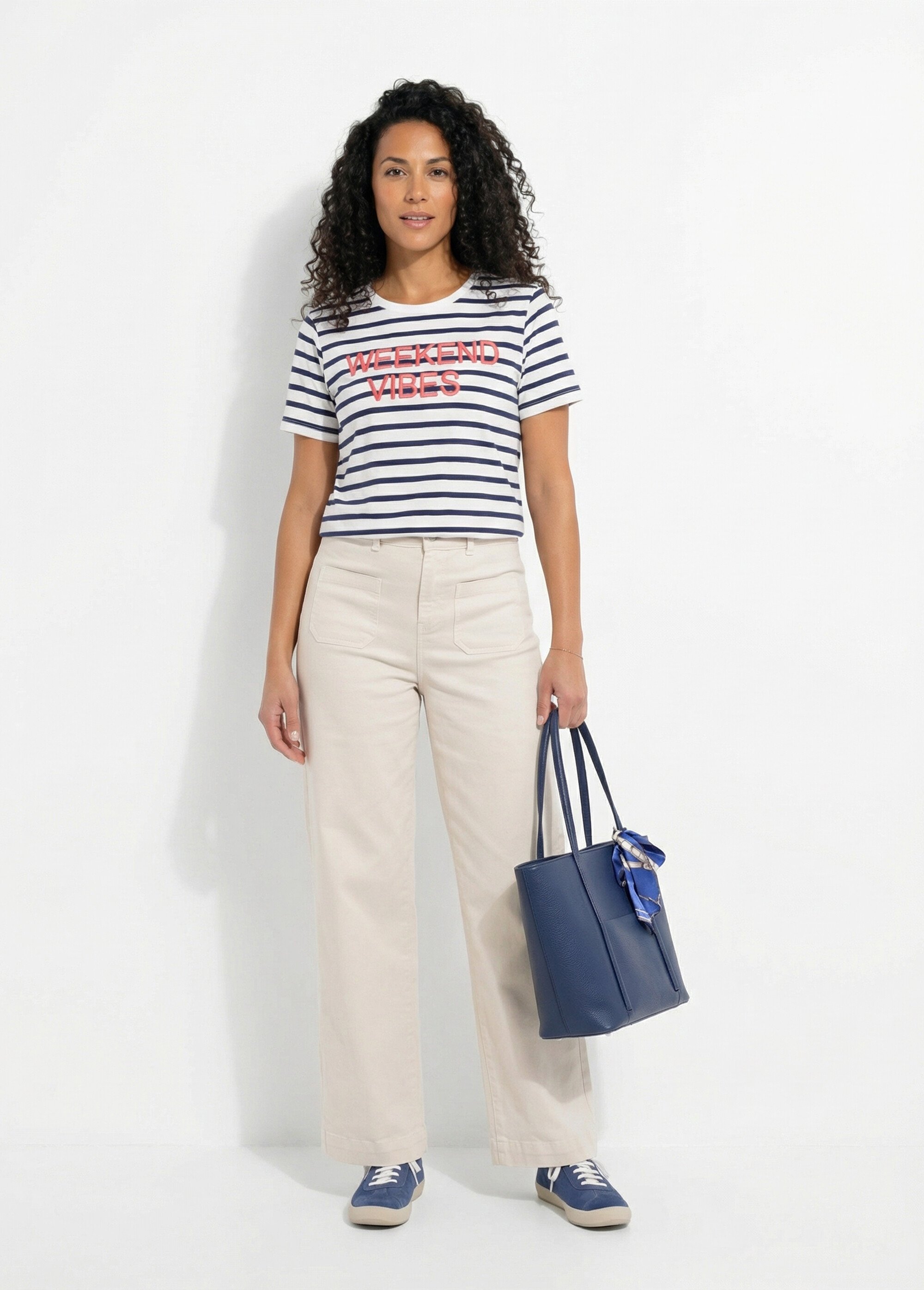 T-shirt message brodé manches courtes Femme Blanc CHIMA SF1