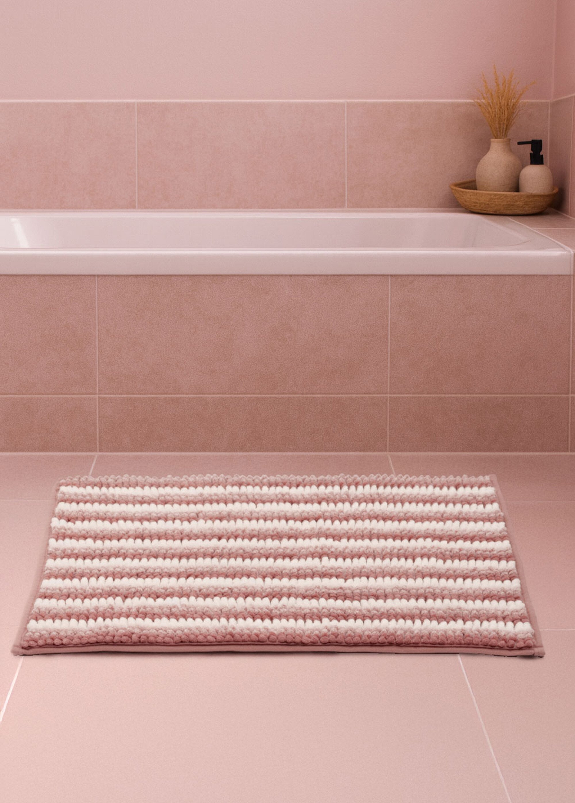 Tapis de bain antidérapant en chenille Rose KP-170494760 SI1