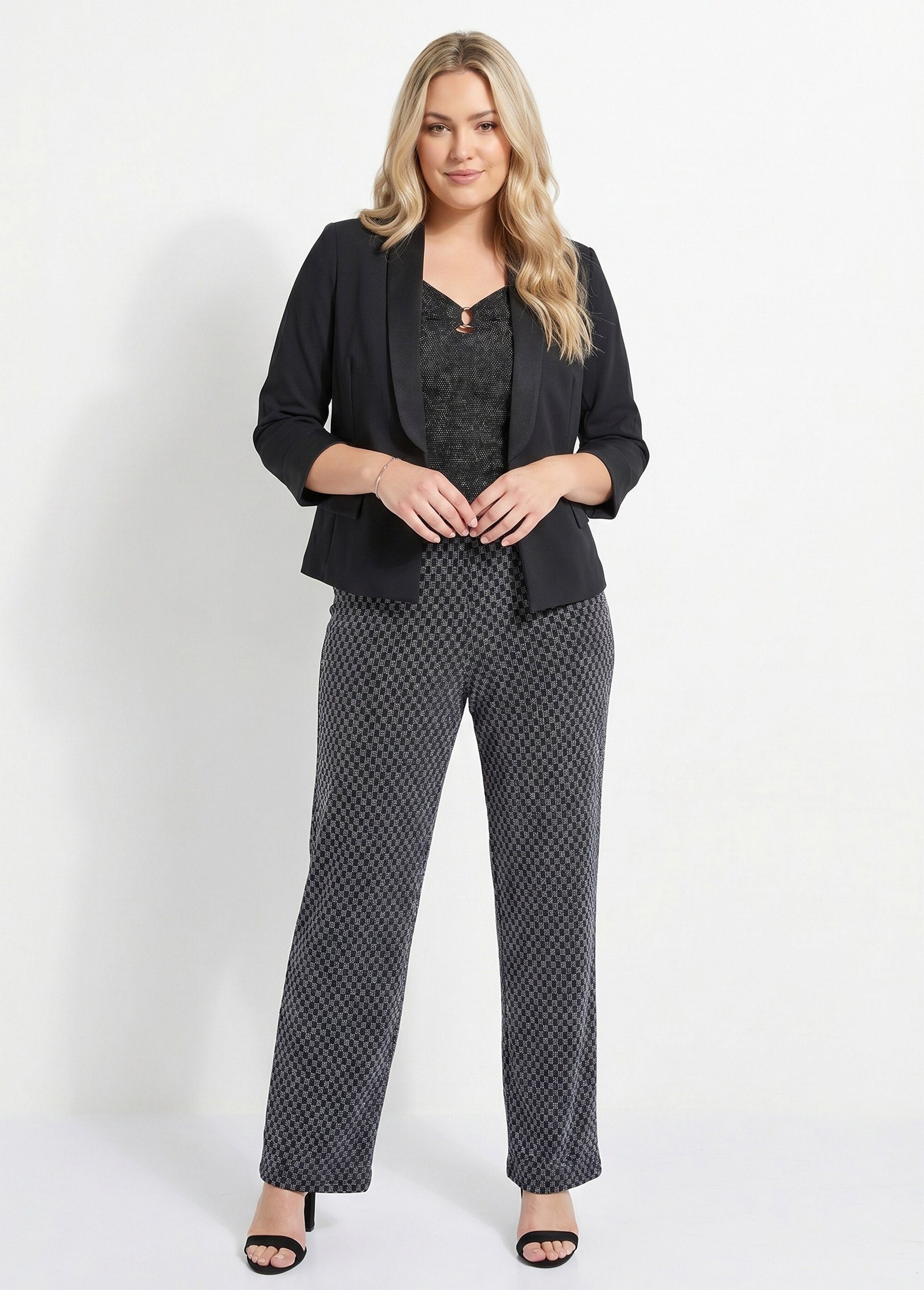 Veste unie courte smocking manches 3/4 Femme Grande Taille Noir TOLGA SI1