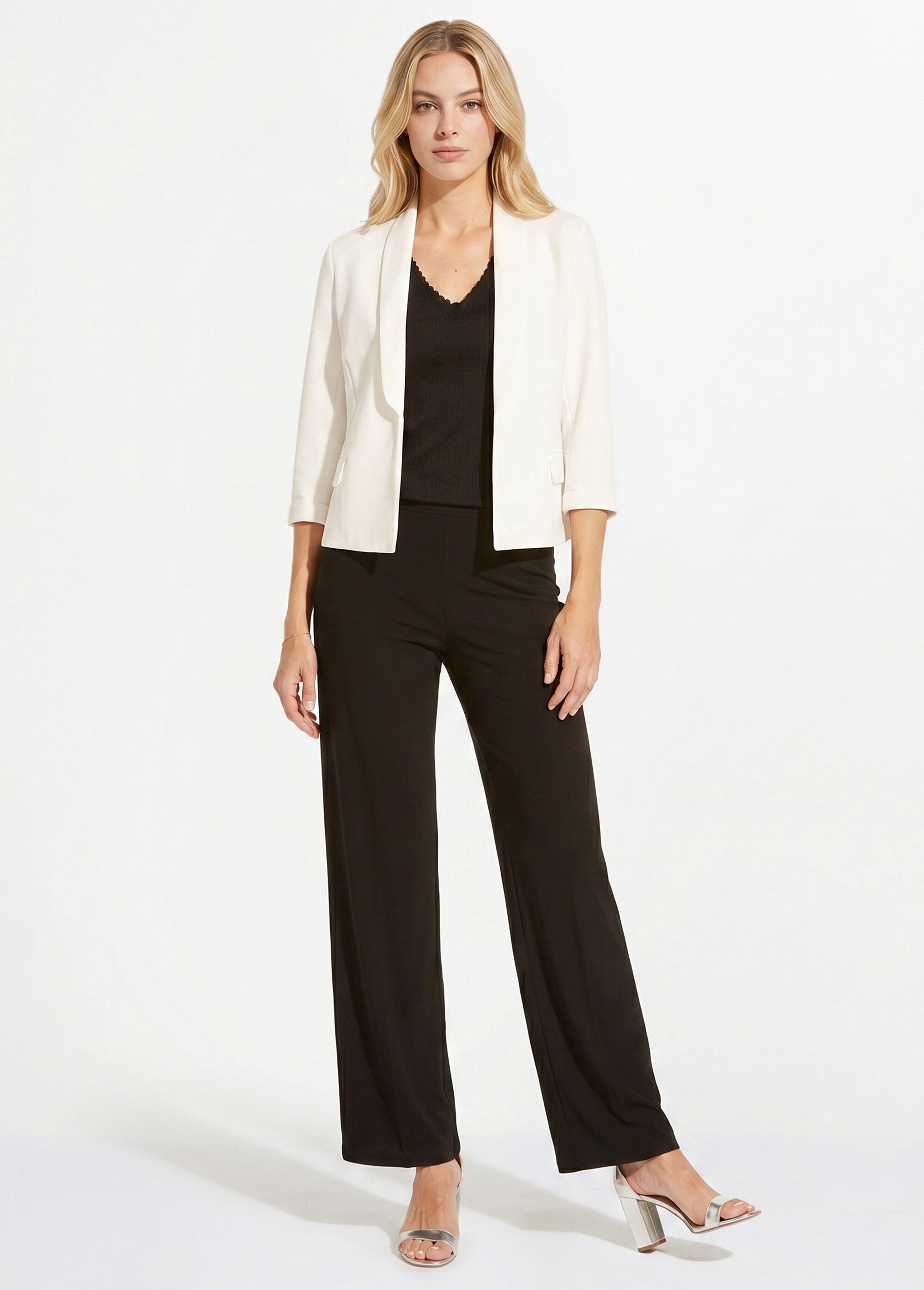 Veste unie courte smocking manches 3/4 Femme Blanc TOLGA SI1
