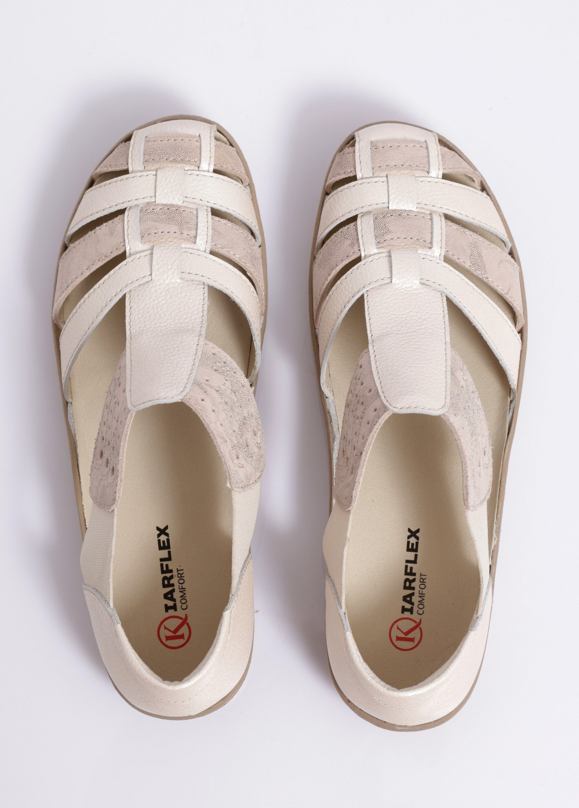 Ballerines largeur confort élastiquées cuir Femme Beige OTTOMAN OV1