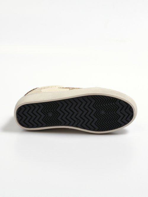 Baskets compensées multimatières à lacets Femme Beige ERY9103 UN1