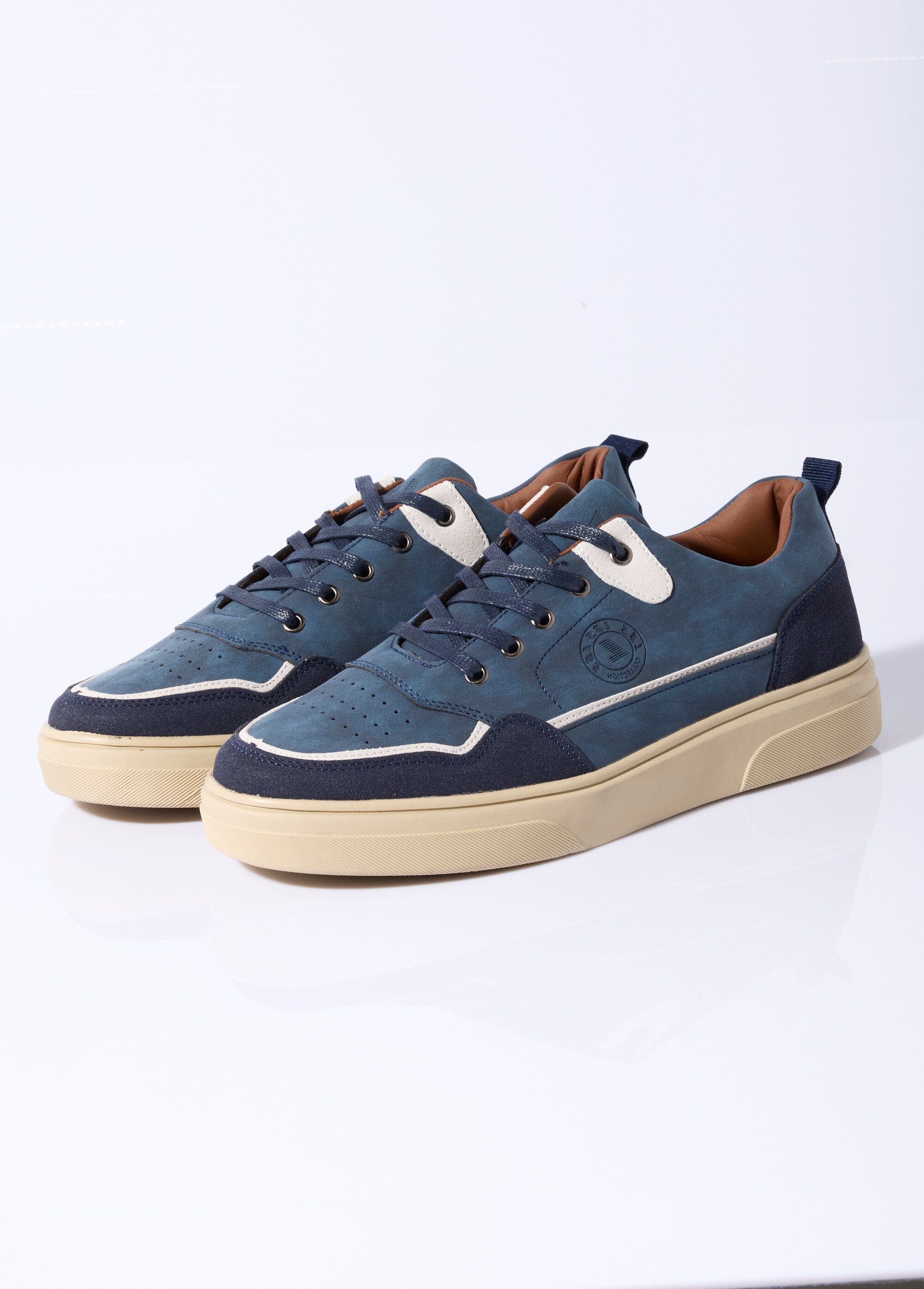 Baskets plates casual chic en suédine Homme Bleu LBS-FTK9615 DE1