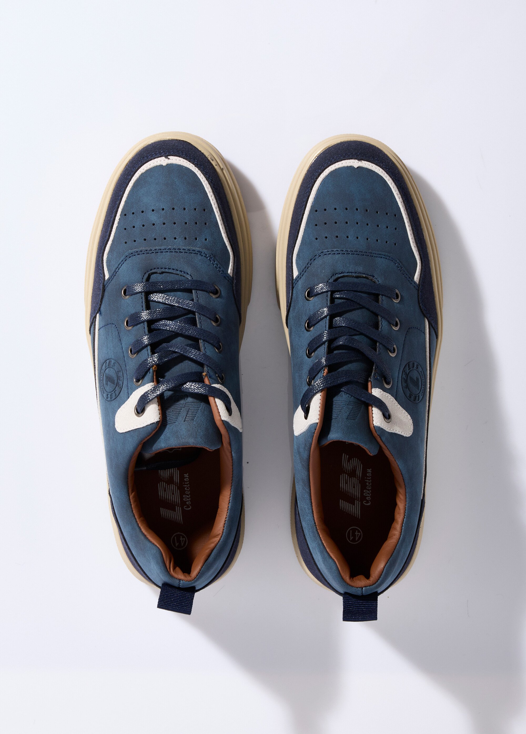 Baskets plates casual chic en suédine Homme Bleu LBS-FTK9615 OV1