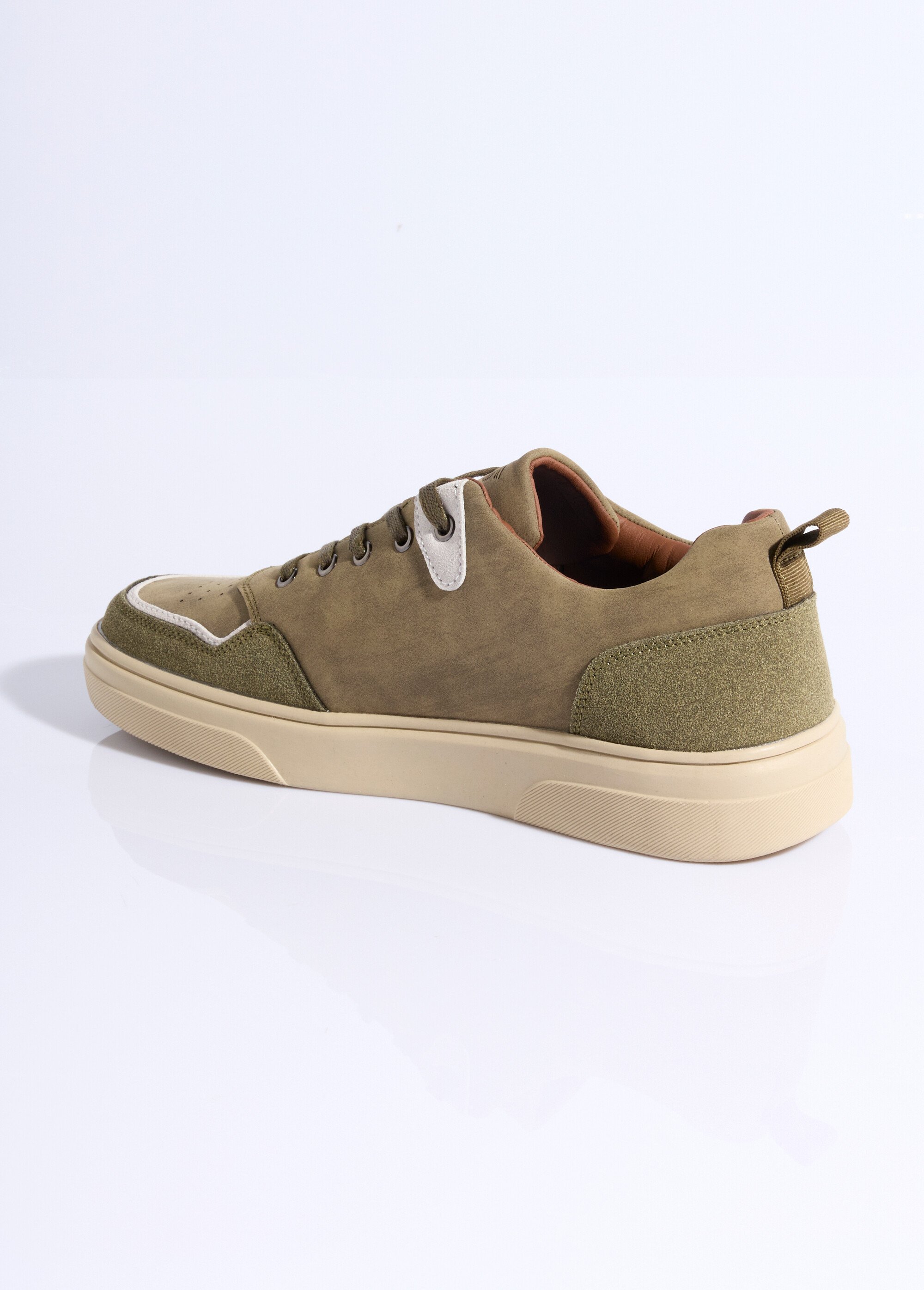 Baskets plates casual chic en suédine Homme Vert LBS-FTK9615 DO1