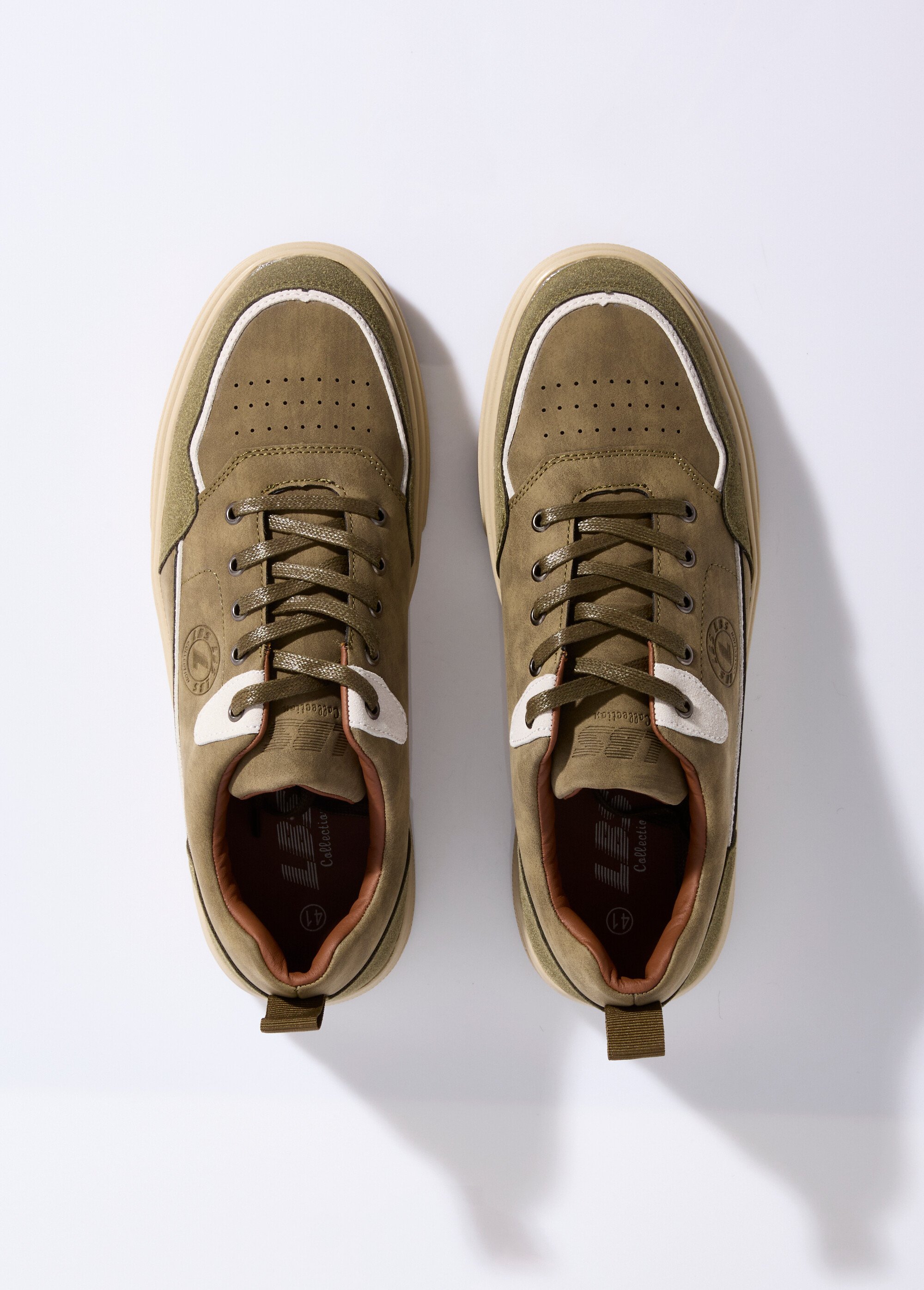 Baskets plates casual chic en suédine Homme Vert LBS-FTK9615 OV1