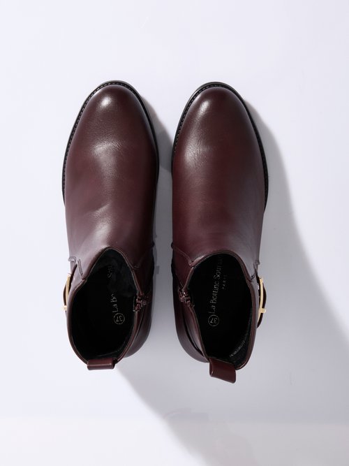 Bottines plates chic avec bride métal Femme Rouge LBS-DMLM9658 OV1