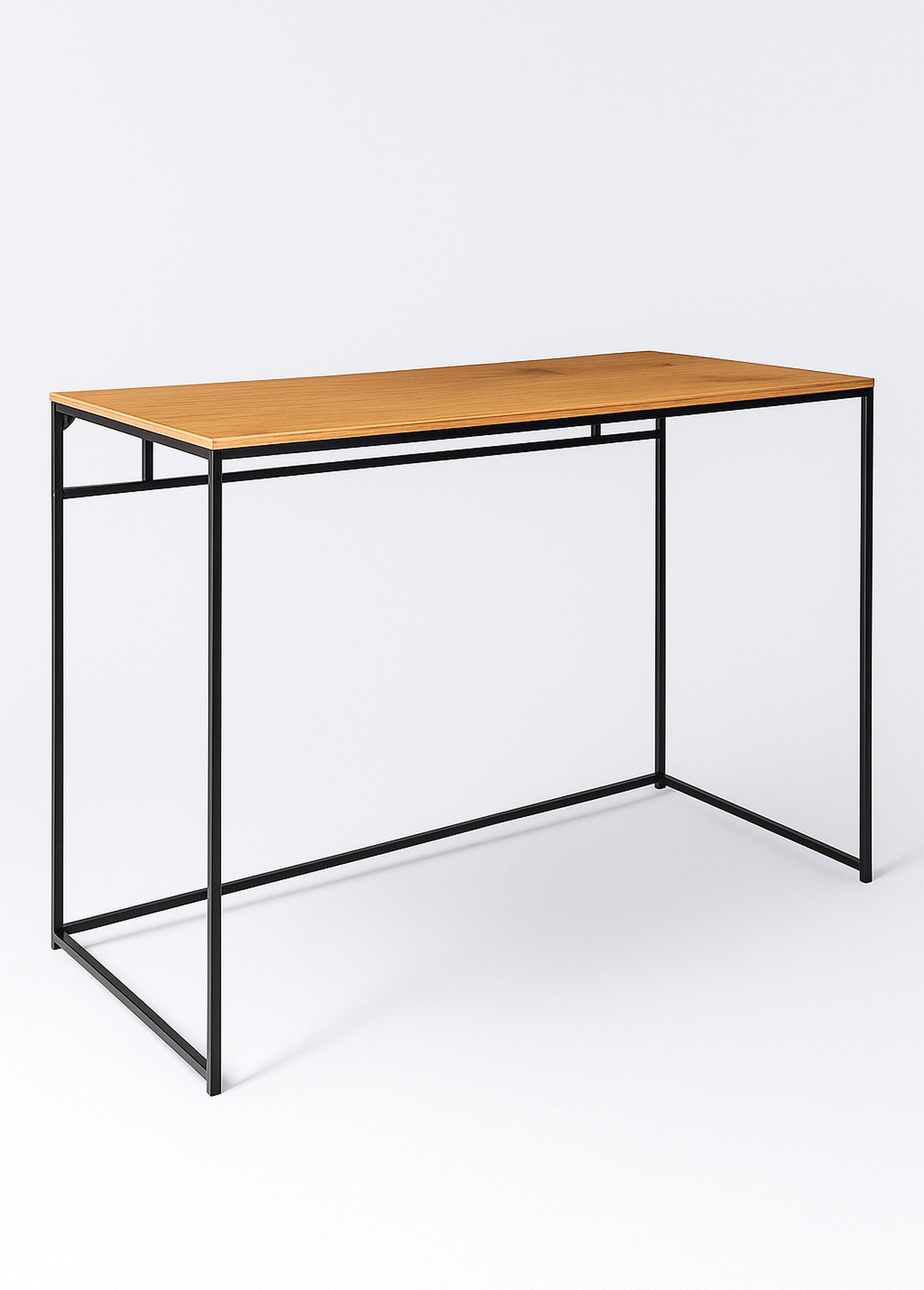 Bureau haut acier et plateau effet chêne