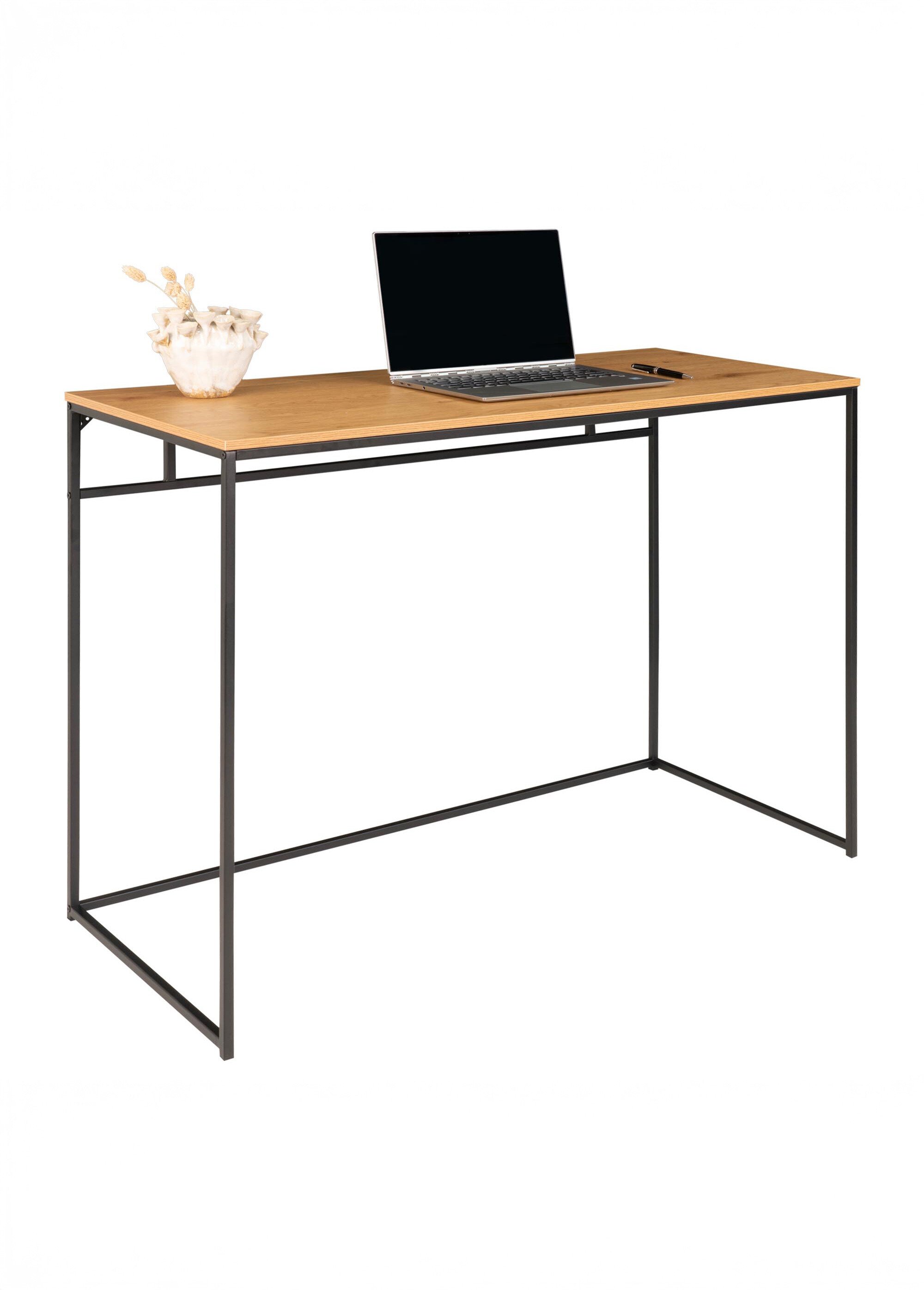 Bureau haut acier et plateau effet chêne BEIGE HN-2402055 SI2