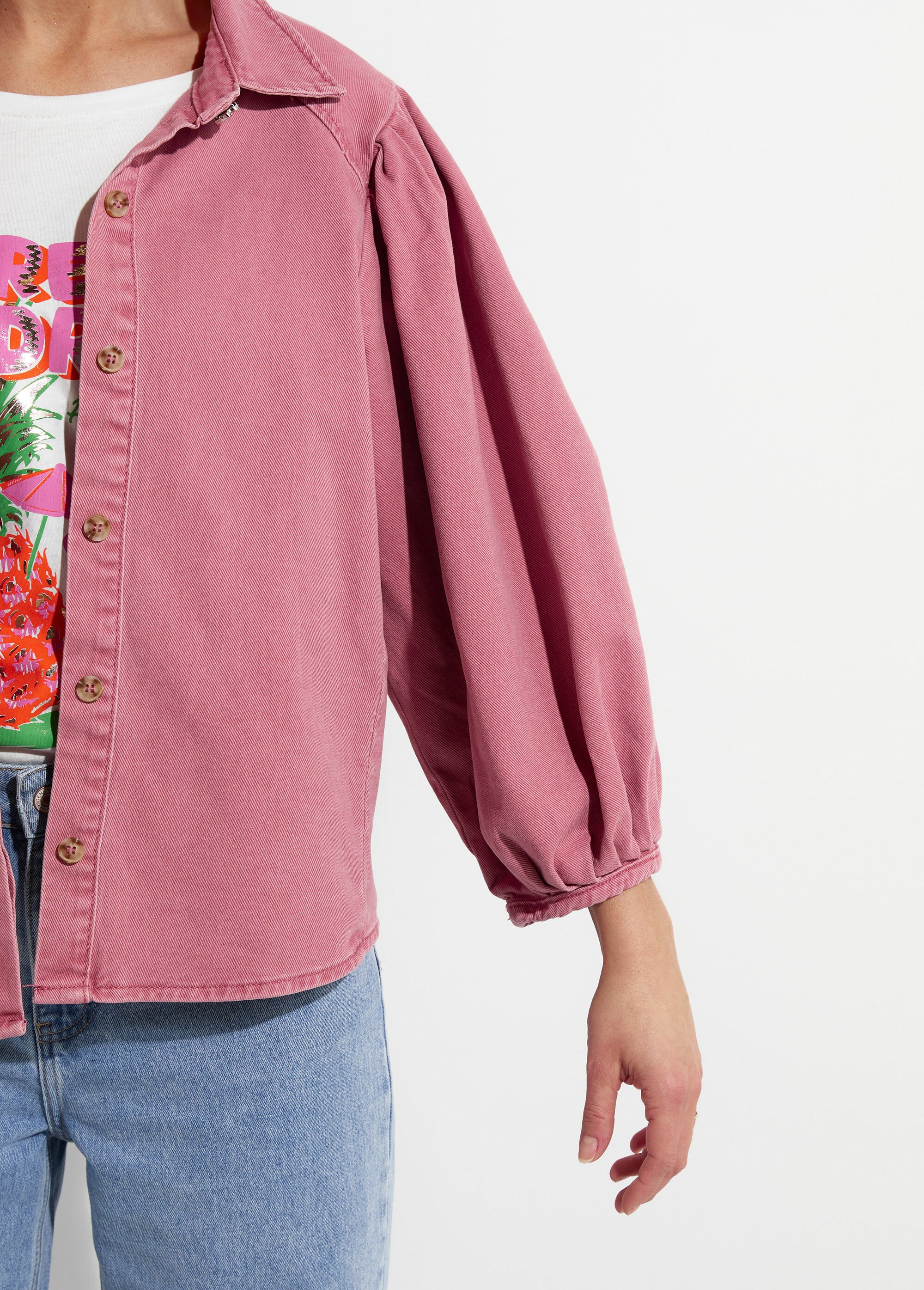 Chemise denim used, manches bouffantes